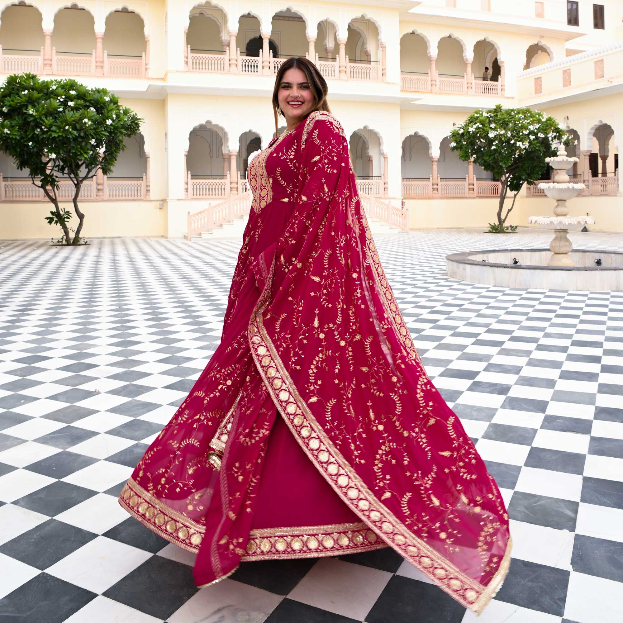 Starstruck Pink Zari & Sequin Embroidered Georgette Anarkali Starstruck Pink Zari & Sequin Embroidered Georgette Anarkali