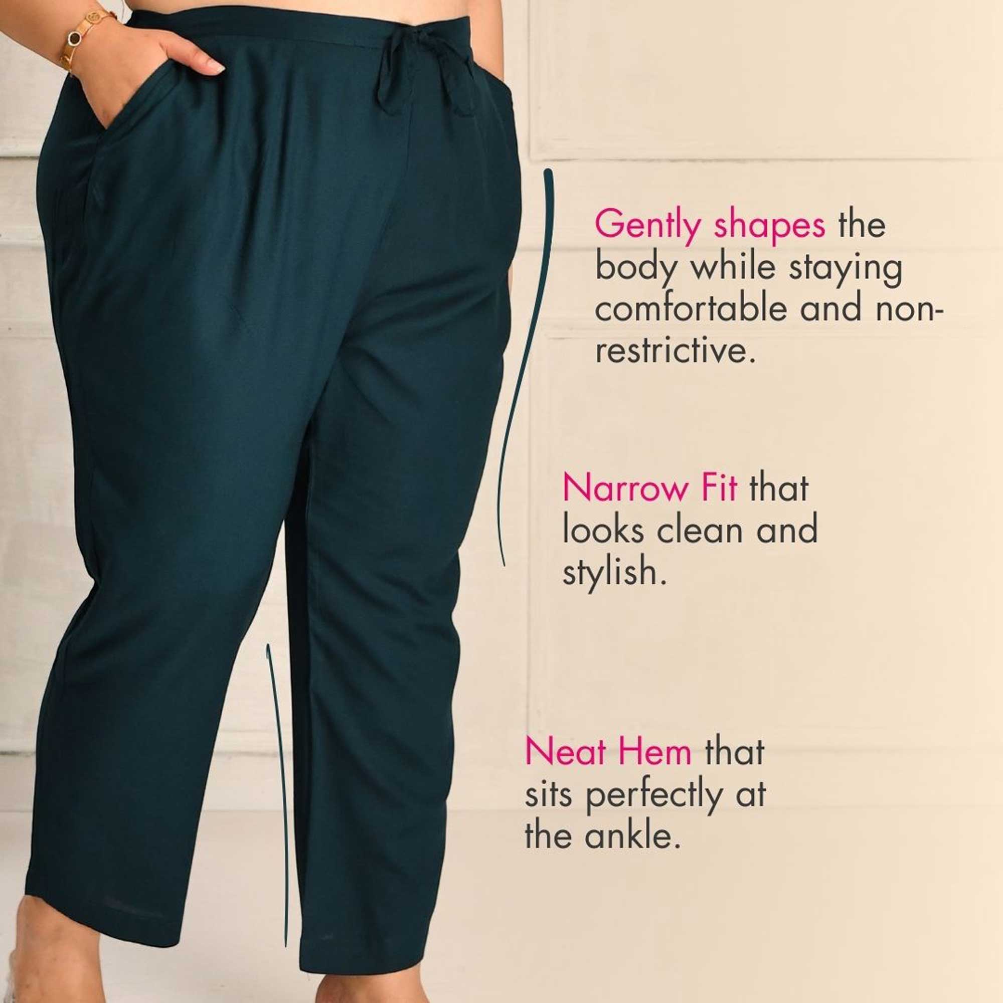 Plus Size Narrow Fit Pants Combo 5 (Prussian Blue, Red, Beige) Plus Size Narrow Fit Pants Combo 5 (Prussian Blue, Red, Beige)