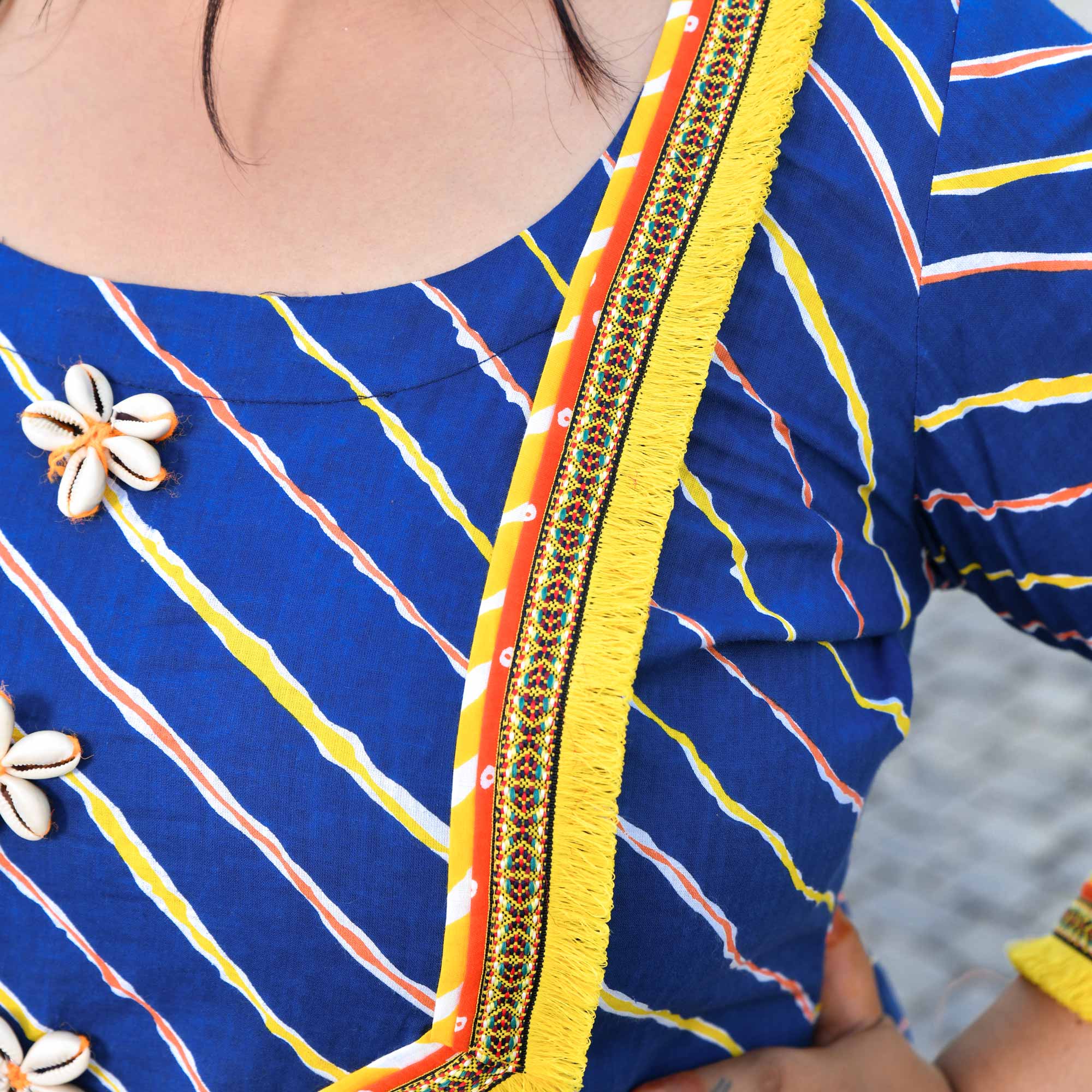 Persian Pearl - Blue Leheriya Bohemian Cotton Kurta