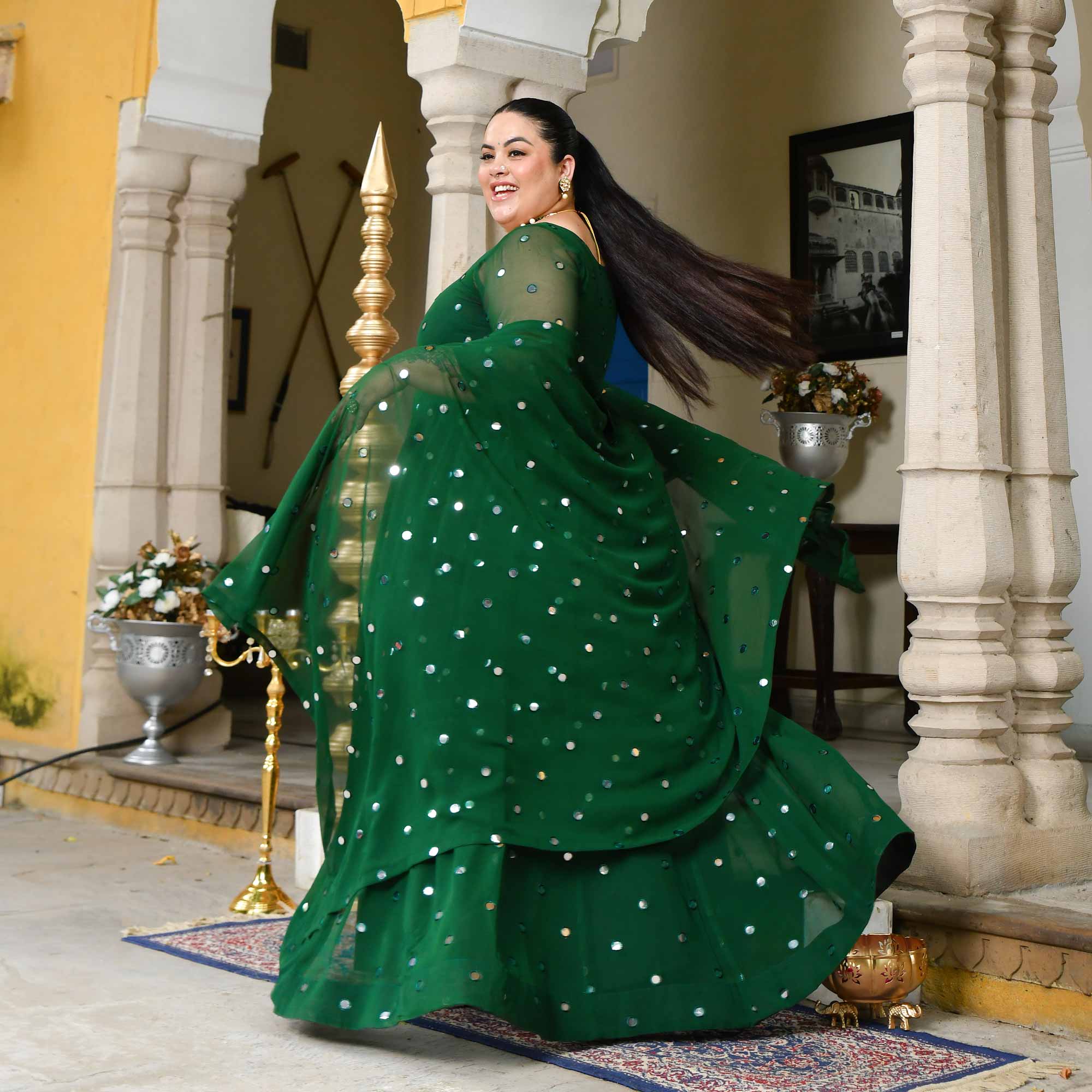 Glorious Green Radiance Georgette Embroidered Anarkali Set Glorious Green Radiance Georgette Embroidered Anarkali Set