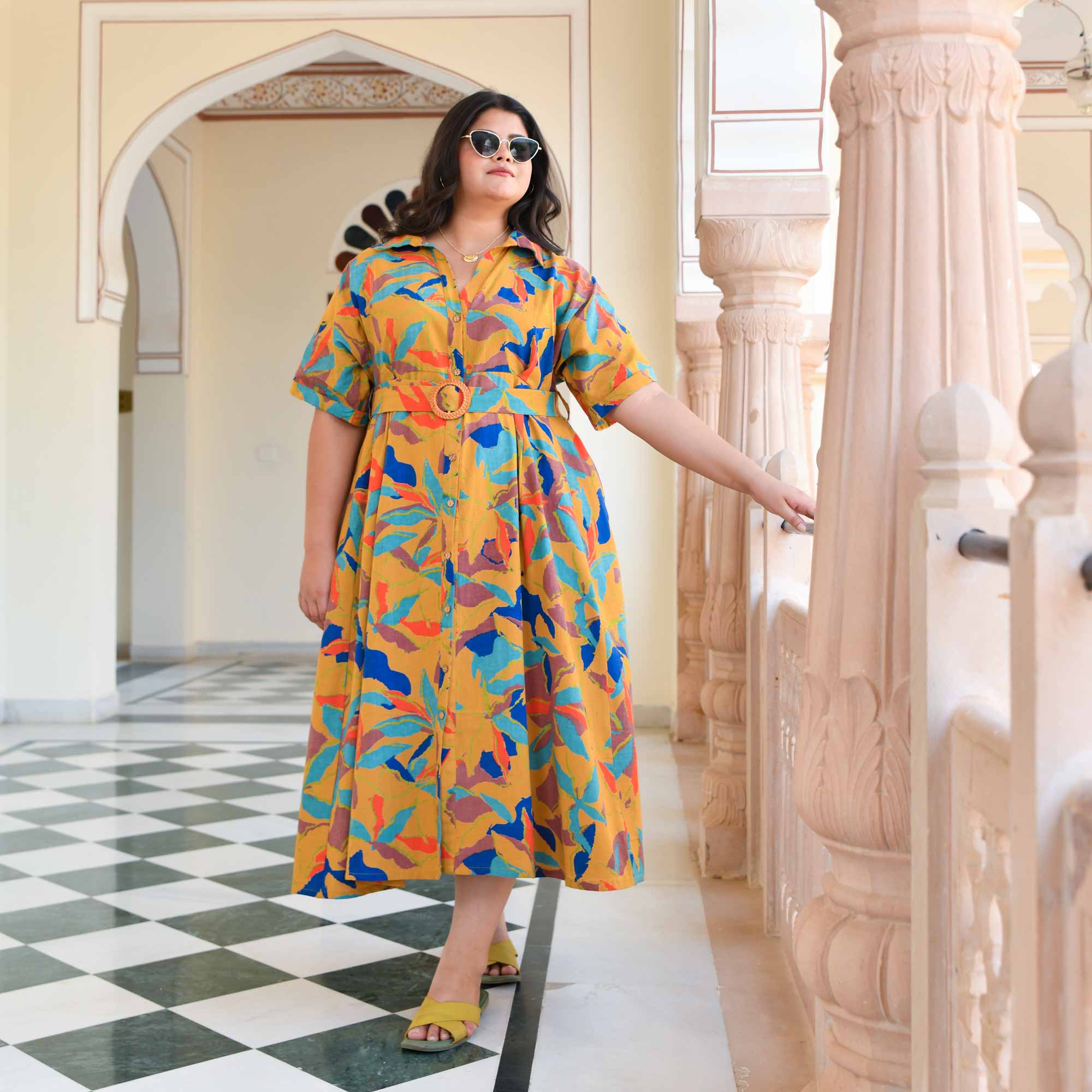 Pina Colada Tropical Print Cotton Dress Pina Colada Tropical Print Cotton Dress
