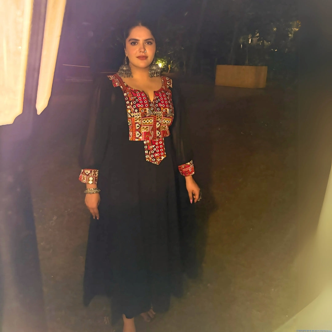 Ravishing Black Kutch Embroidered Anarkali