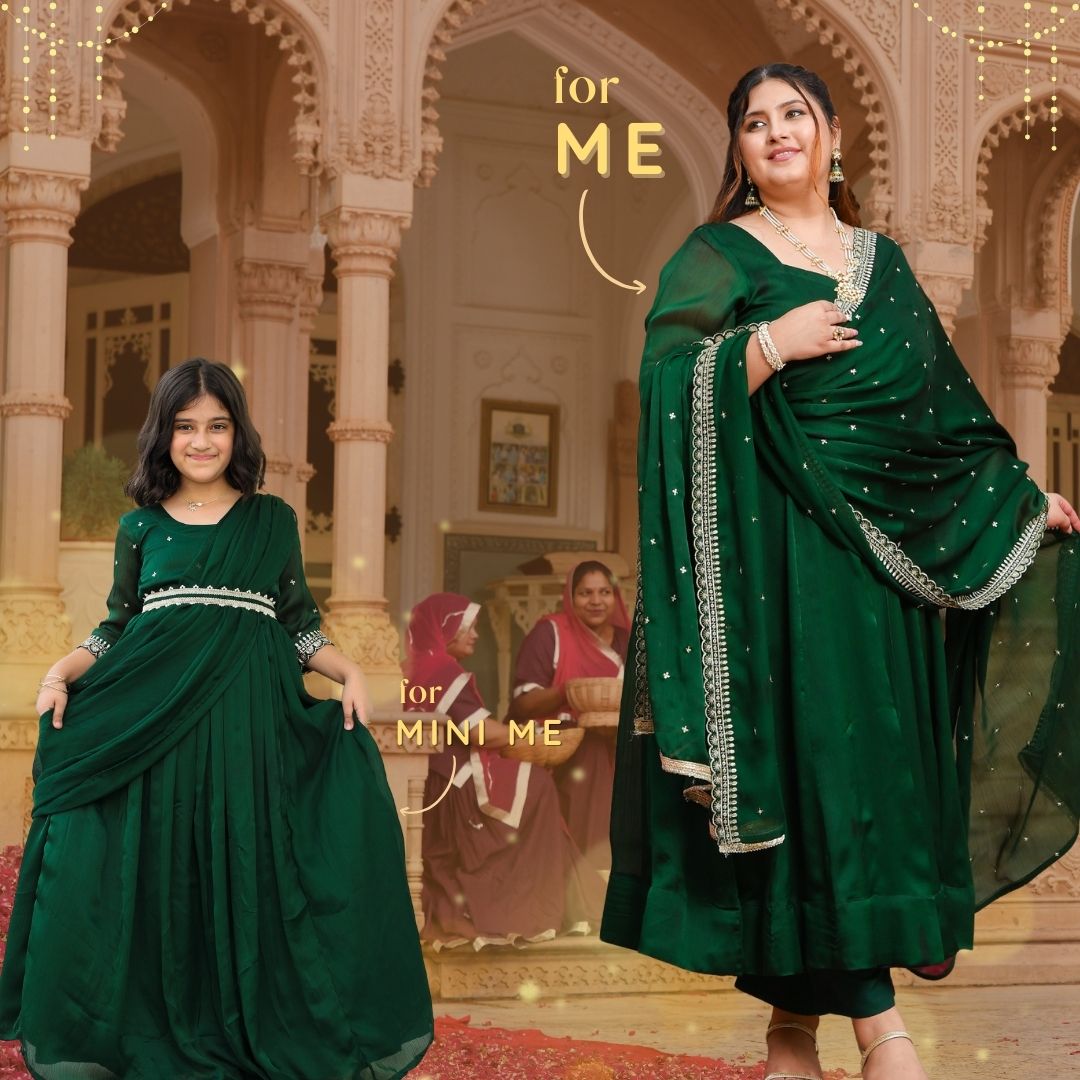 Twinkling Trellis Green Sequin Embroidered Anarkali Set