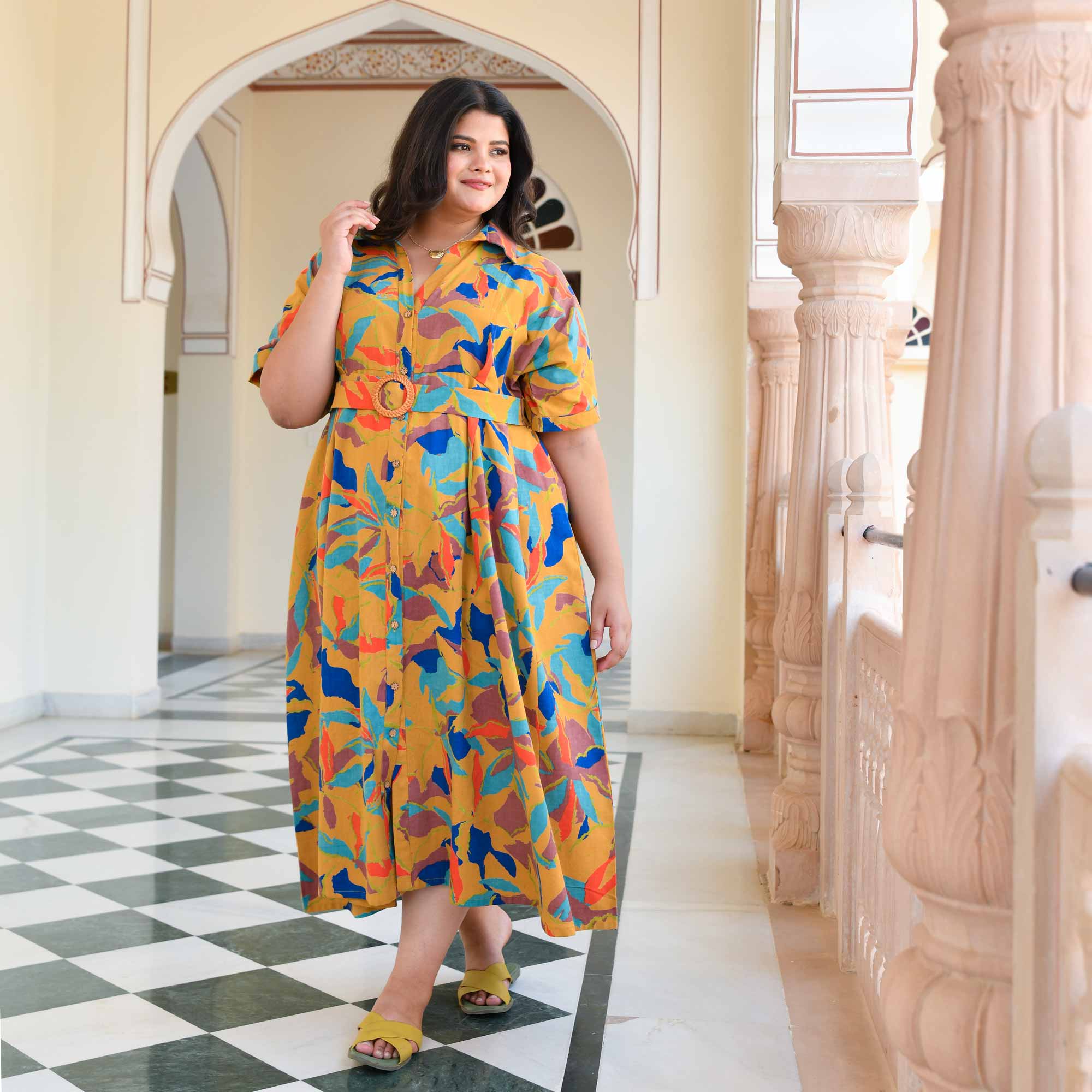 Pina Colada Tropical Print Cotton Dress Pina Colada Tropical Print Cotton Dress