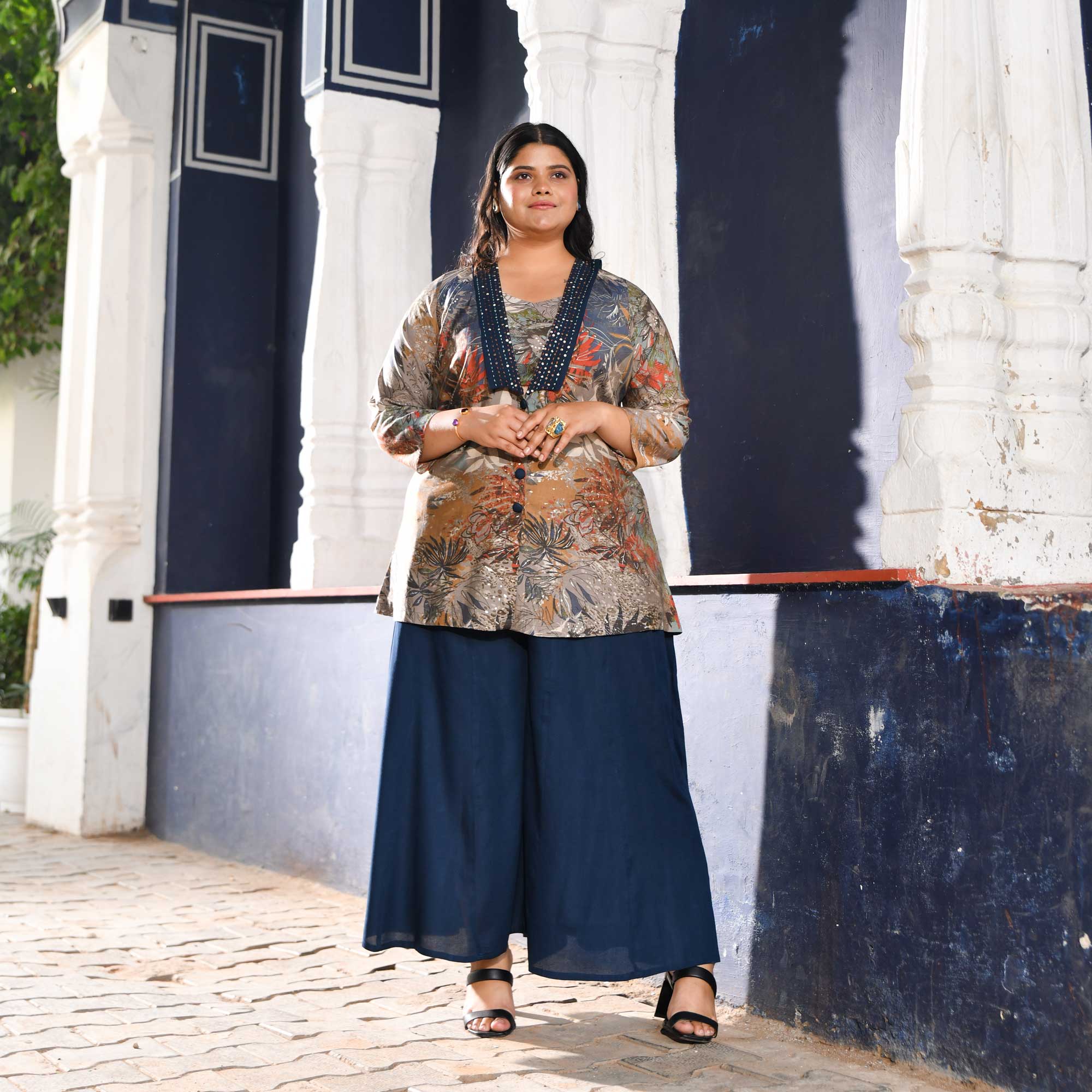 Baltic Sea Modal Hand Embroidered Blazer Co-ord Set
