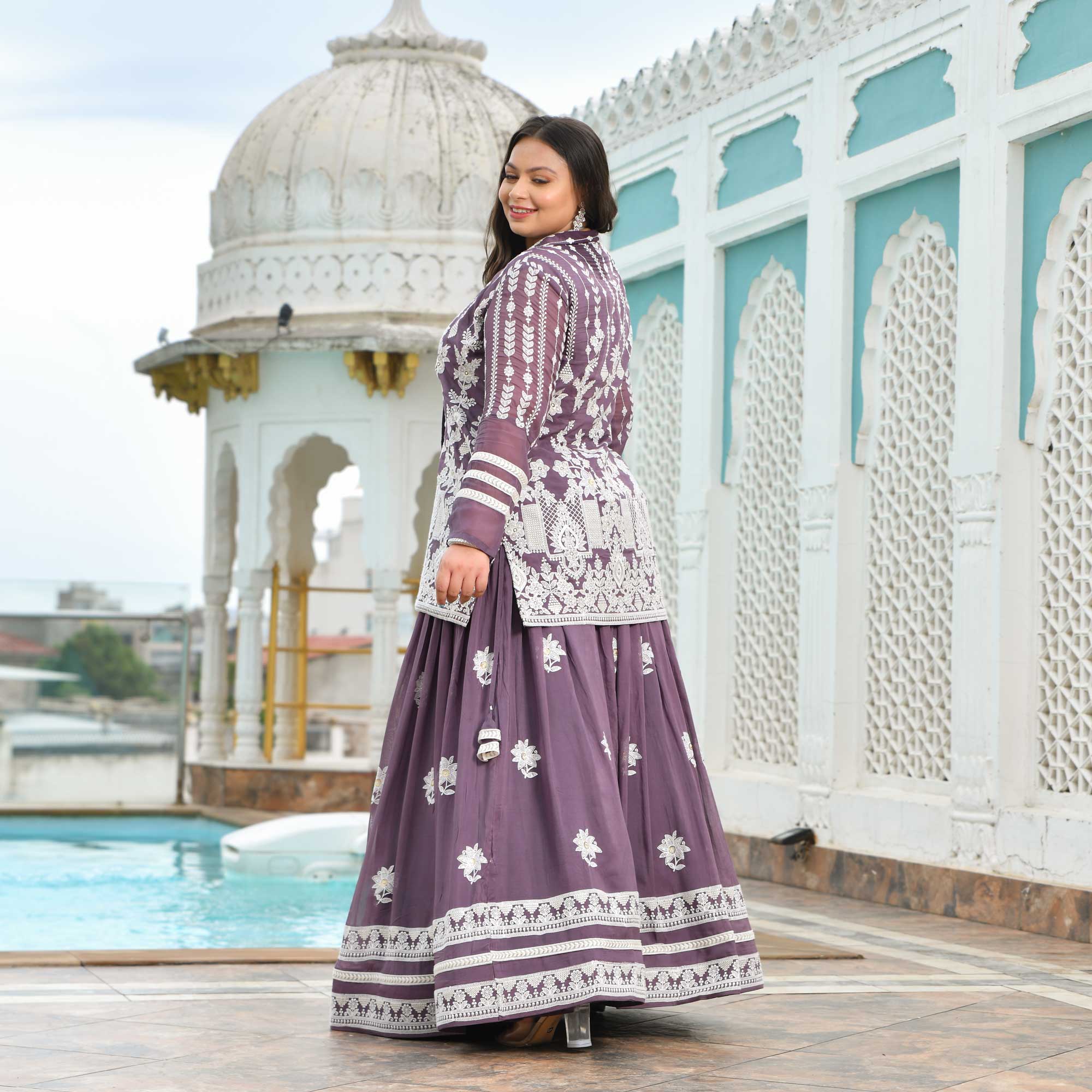 Dusky Purple Blazer Lehenga Set