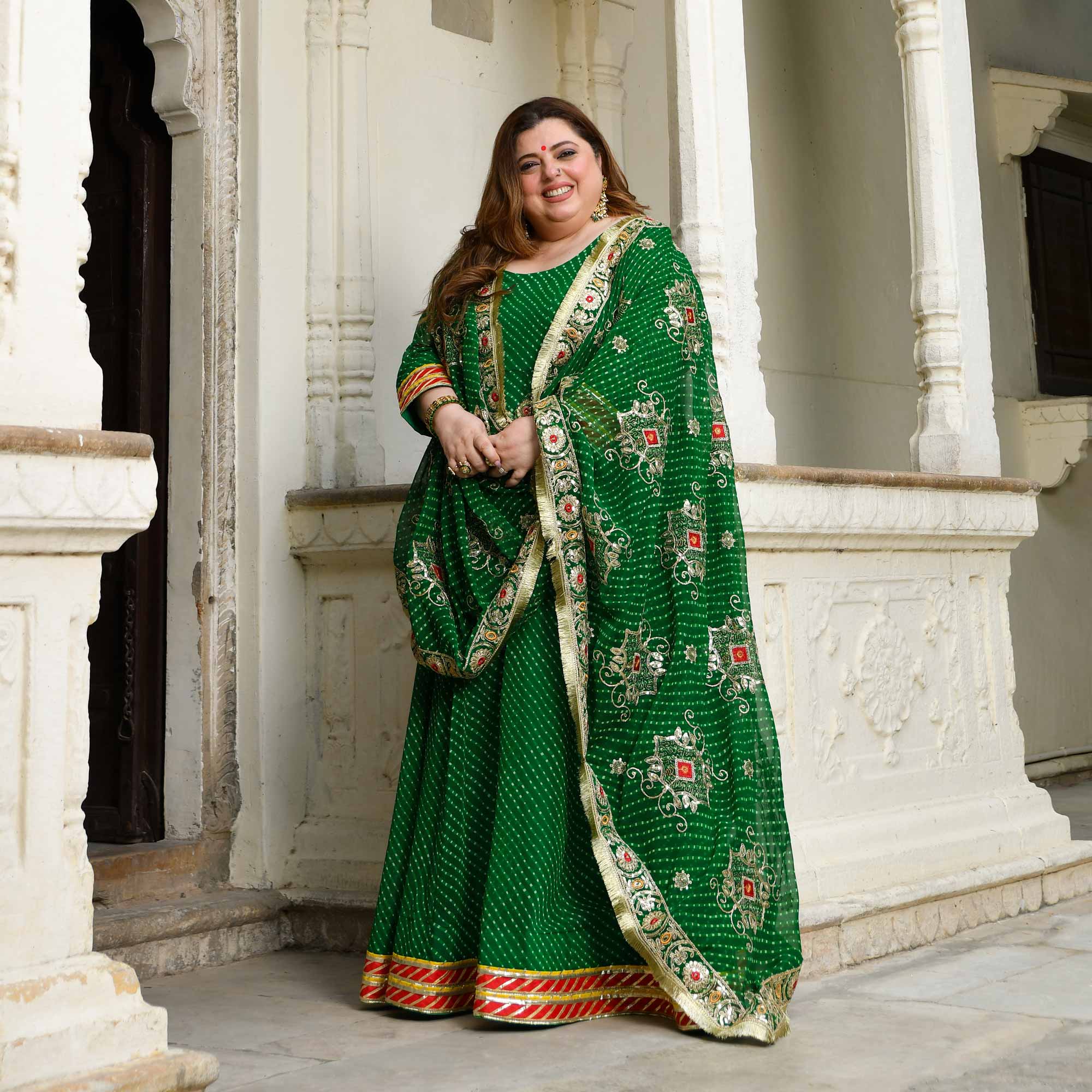 Utsav Ka Noor- Deep Green Mothra Embroidered Anarkali Set Utsav Ka Noor- Deep Green Mothra Embroidered Anarkali Set