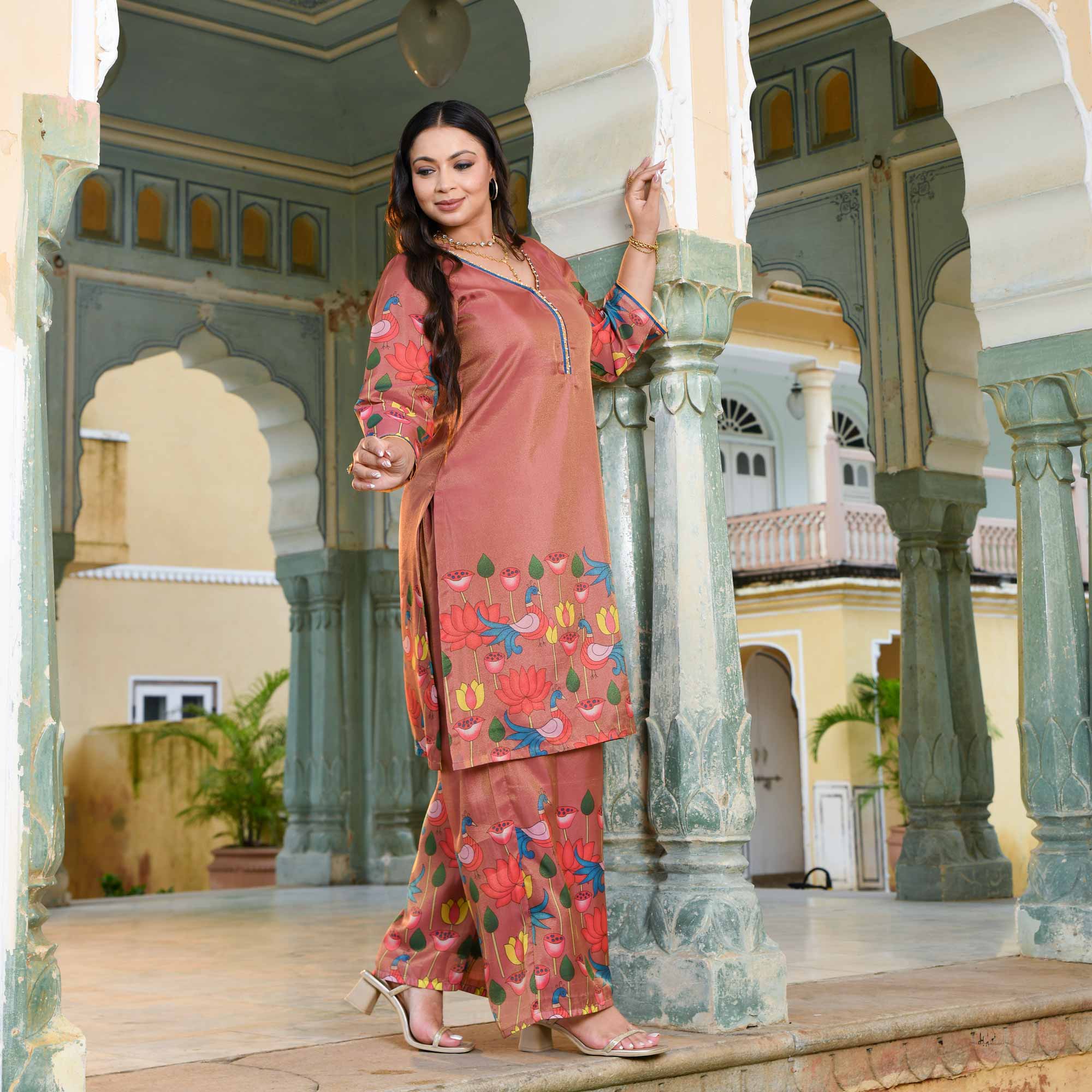 Radha Ras- Onion Tissue Silk Pichwai Printed Co-ord Set