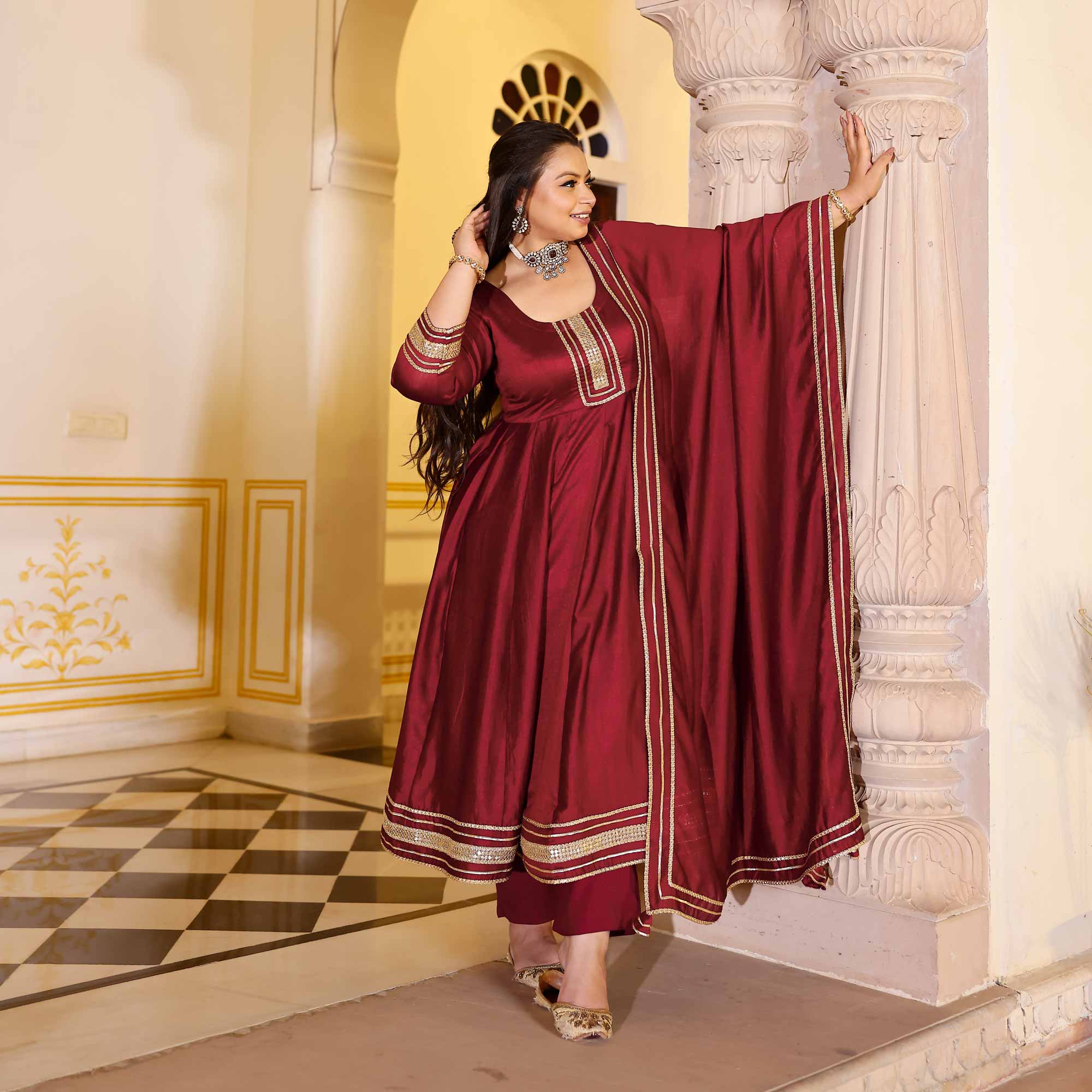 Garnet Tapestry Anarkali Set Garnet Tapestry Anarkali Set