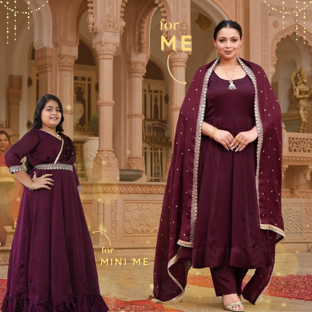 Merlot Bliss Sequin Embroidered Anarkali Set