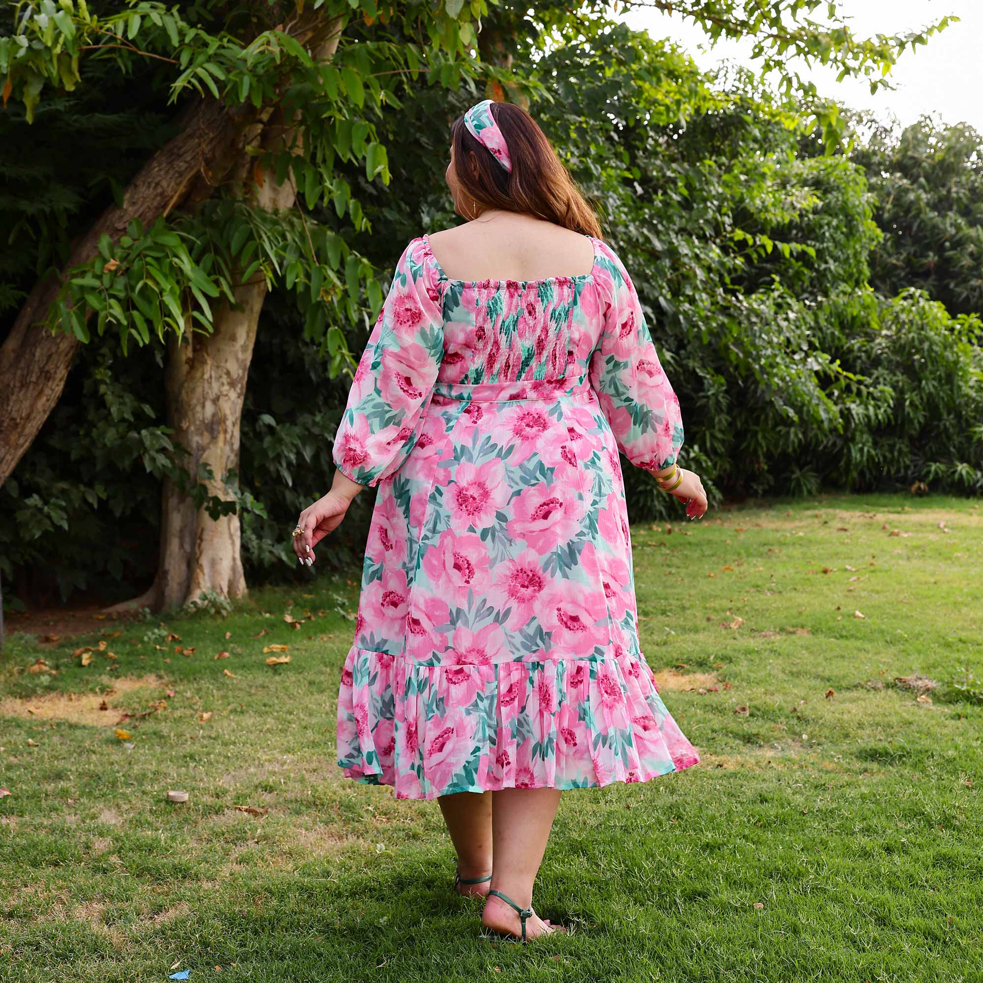 Toffee Pink Floral Chiffon Dress
