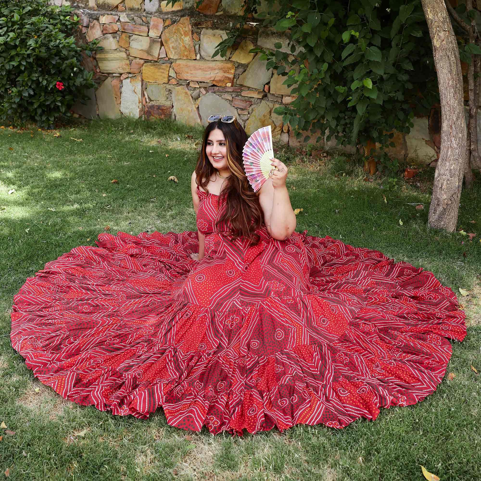 Scarlet Swirl Bandhani Tiered Dress Scarlet Swirl Bandhani Tiered Dress
