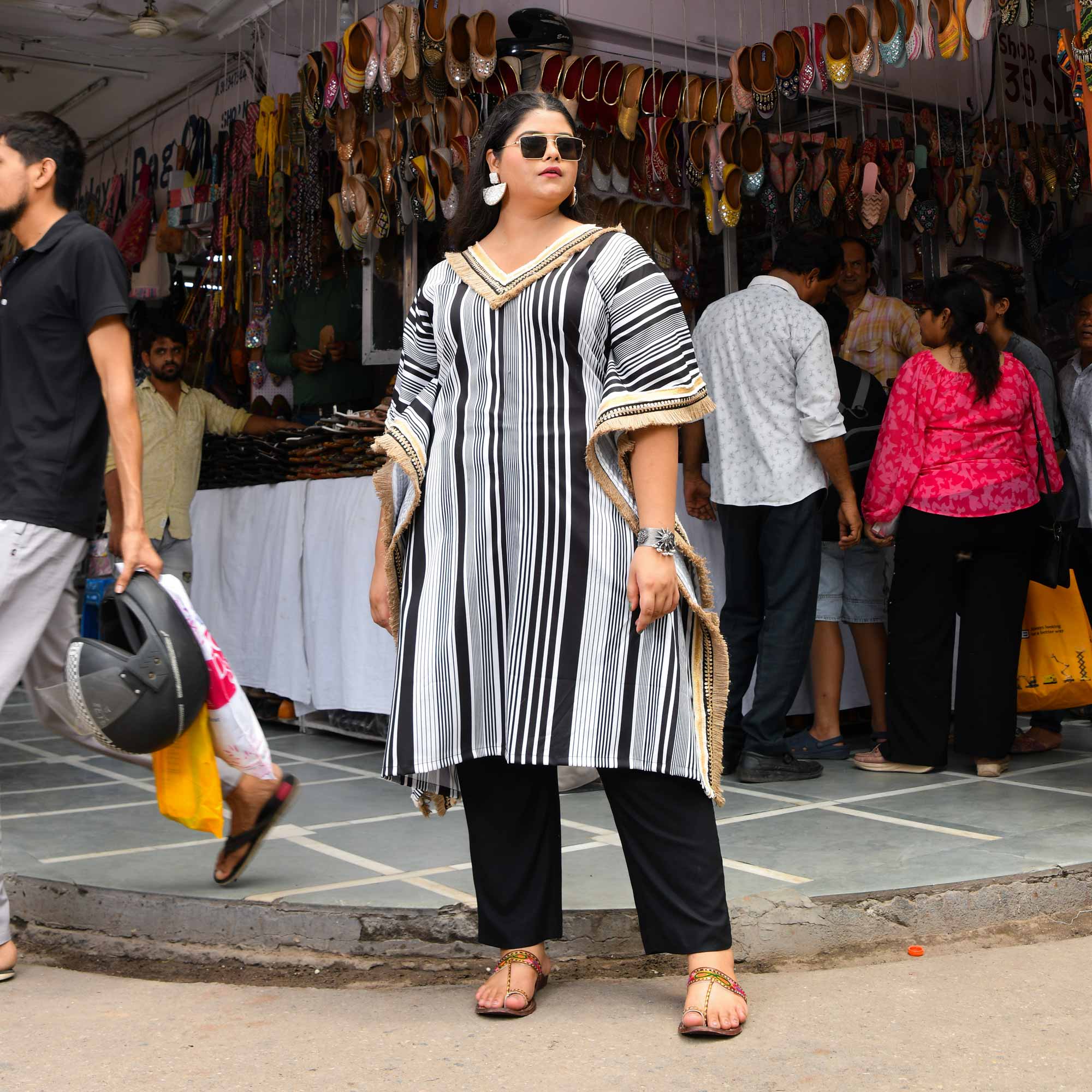 Jute & Jewels Boho Festive Embroidered Kaftan