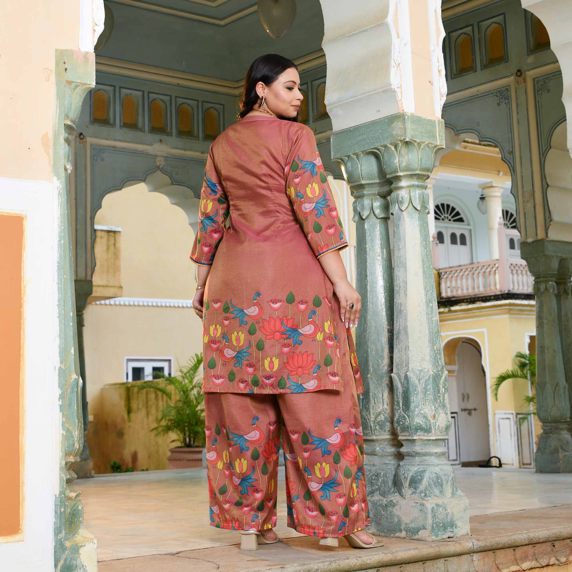 Radha Ras- Onion Tissue Silk Pichwai Printed Co-ord Set