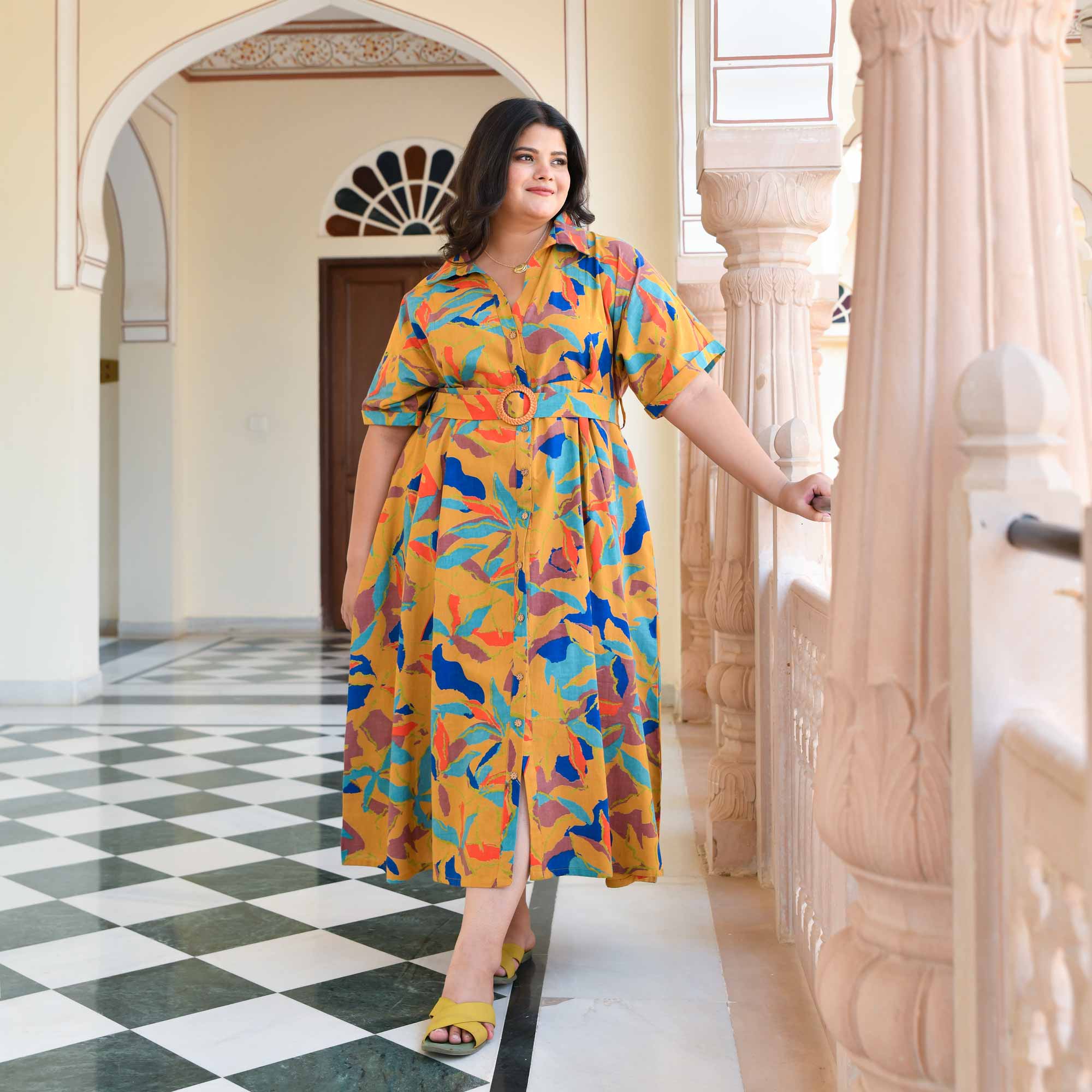 Pina Colada Tropical Print Cotton Dress Pina Colada Tropical Print Cotton Dress