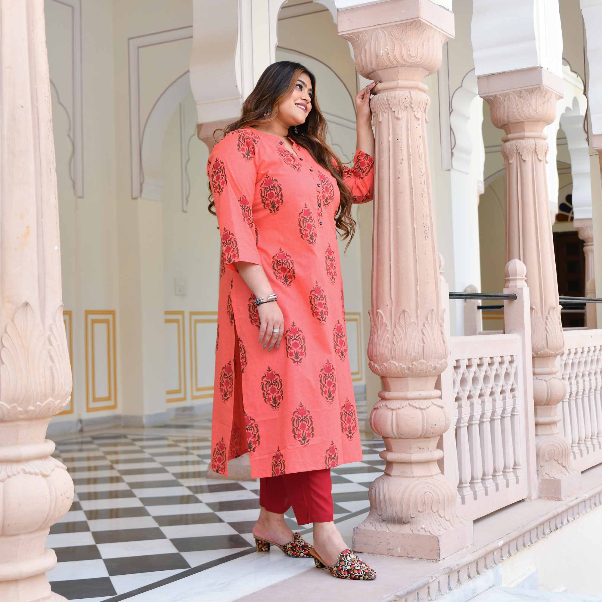 Sunset Hues- Peach Butta Pure Cotton Kurta