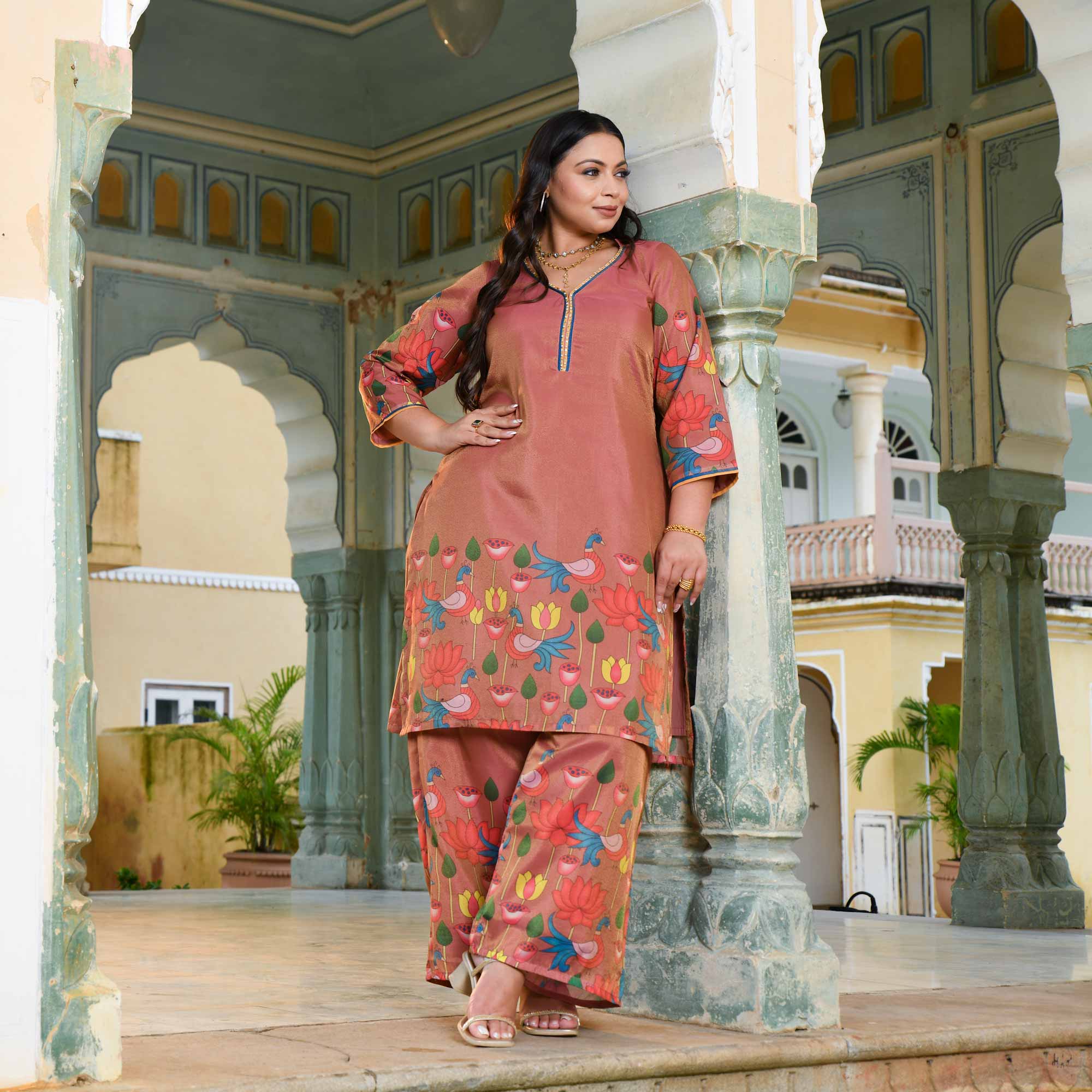 Radha Ras- Onion Tissue Silk Pichwai Printed Co-ord Set