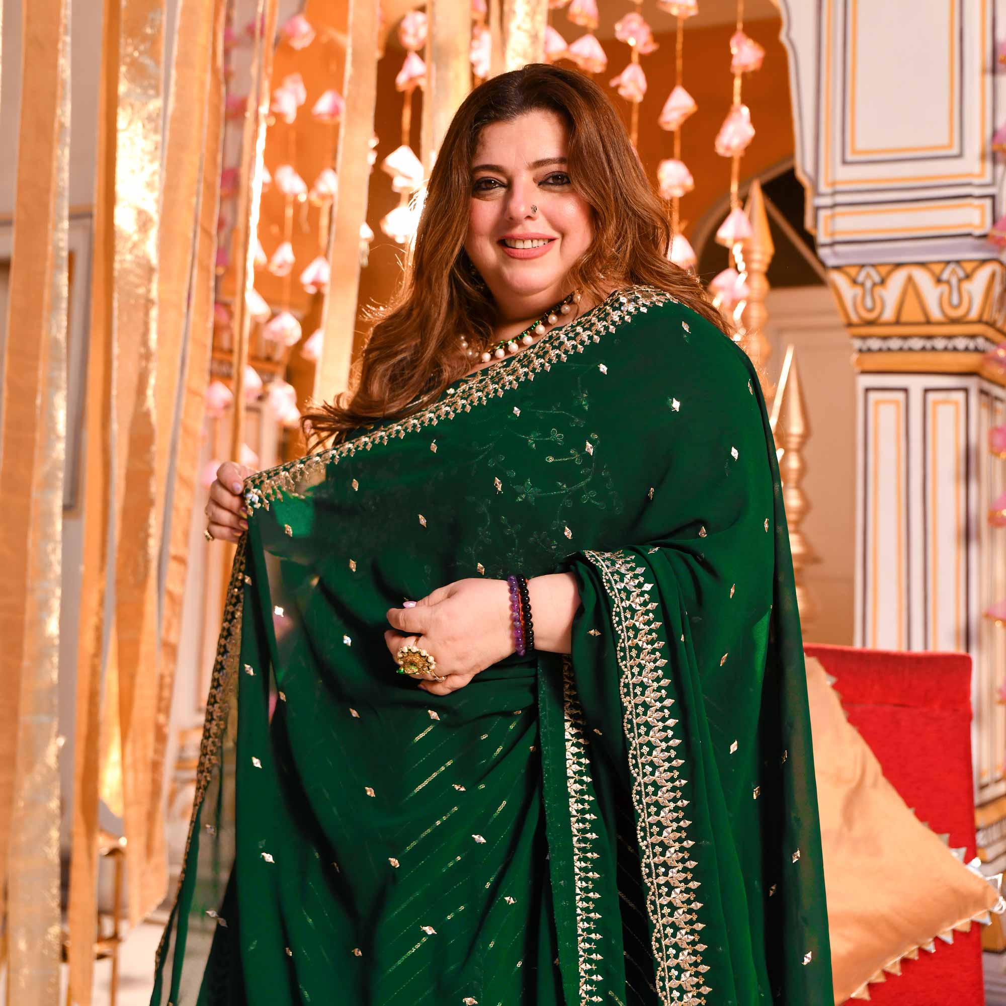 Shimmering Emerald Sequin Embroidered Georgette Anarkali Set Shimmering Emerald Sequin Embroidered Georgette Anarkali Set