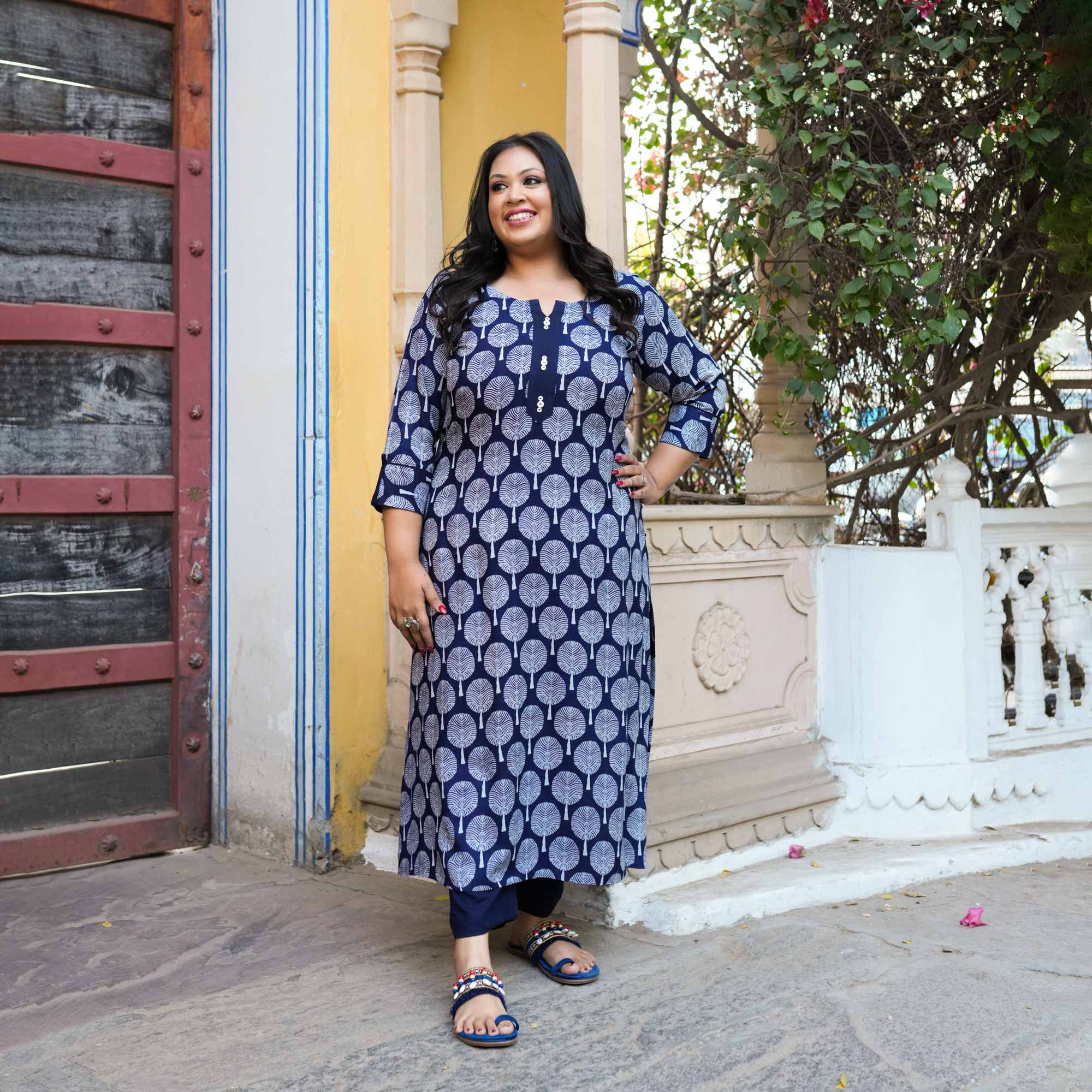 The Speaking Tree Handblock Printed Aline Modal Kurta