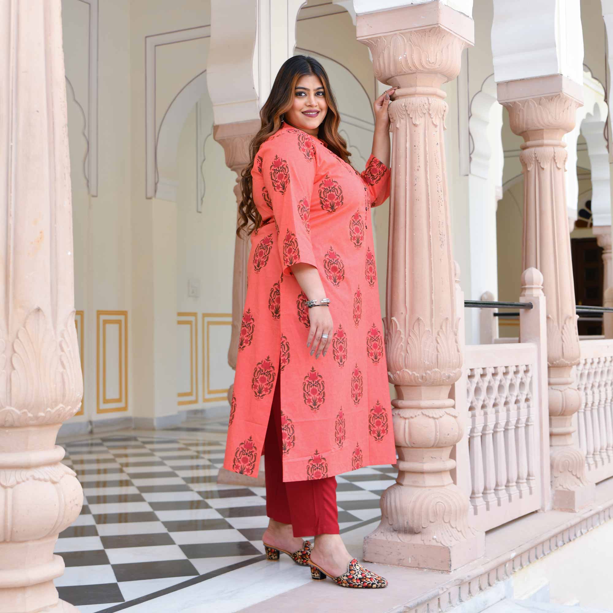 Sunset Hues- Peach Butta Pure Cotton Kurta