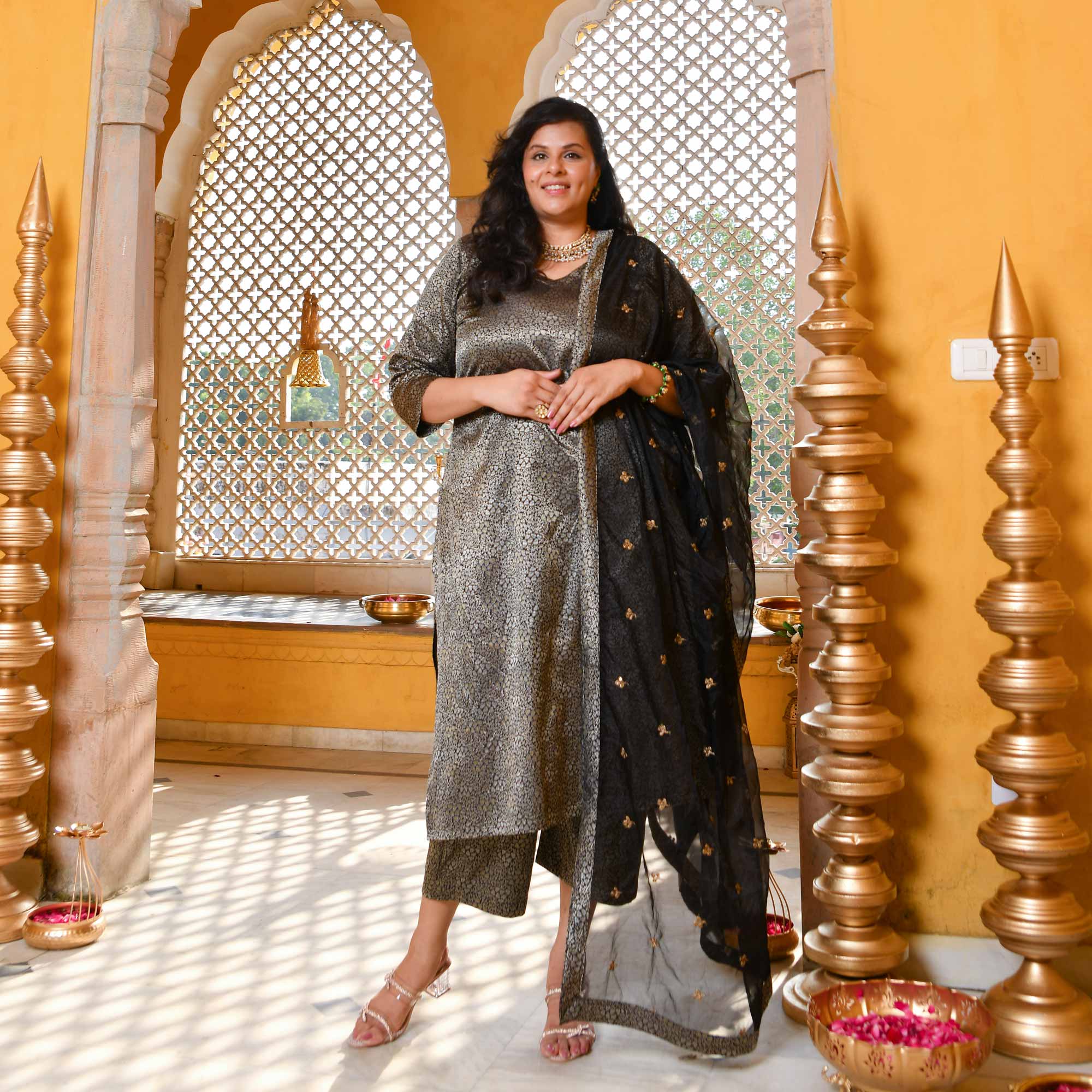 Timeless-Black Luxe Banarasi Brocade Suit Set