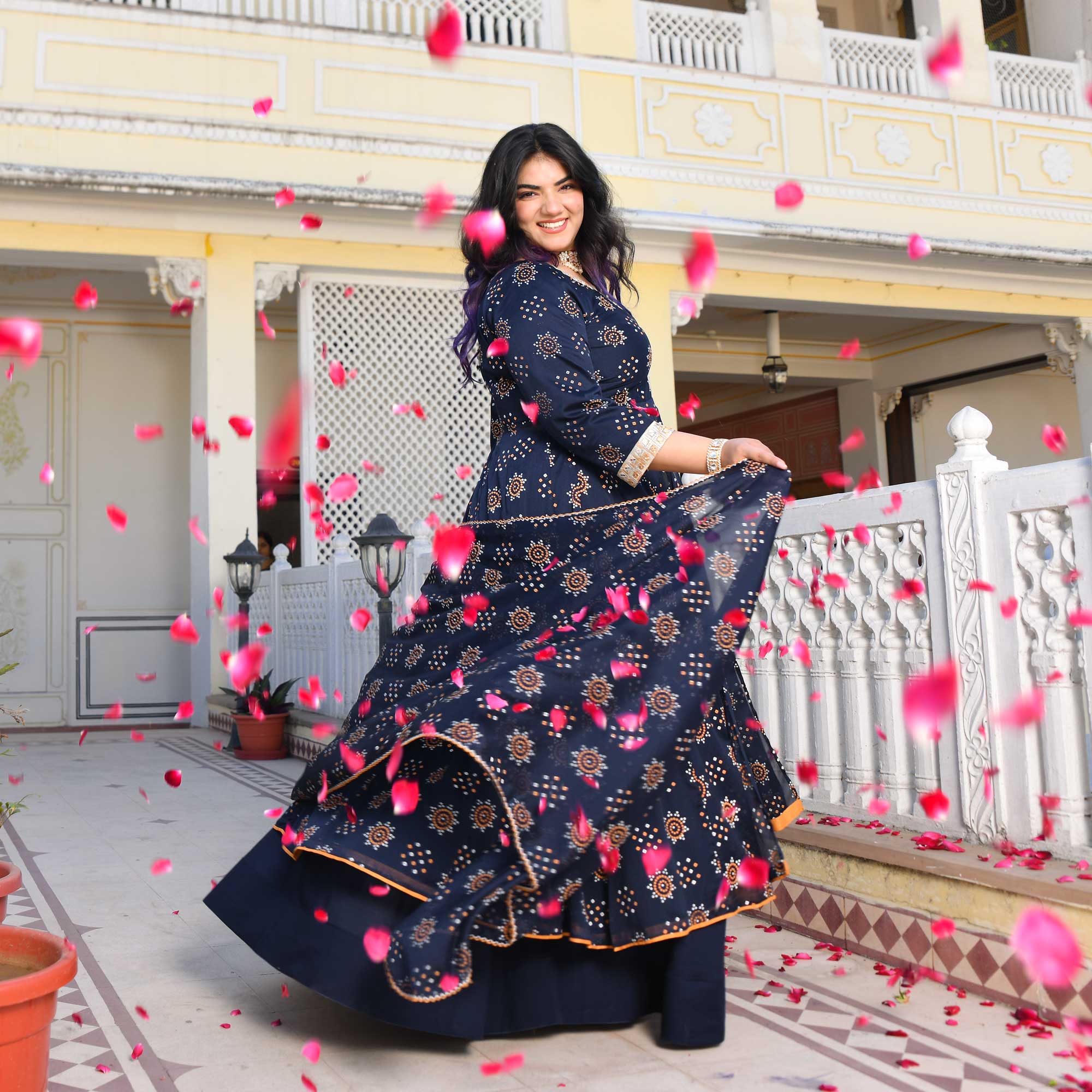 Royal Rhyme Bandhani Crepe Anarkali Lehenga Set Royal Rhyme Bandhani Crepe Anarkali Lehenga Set