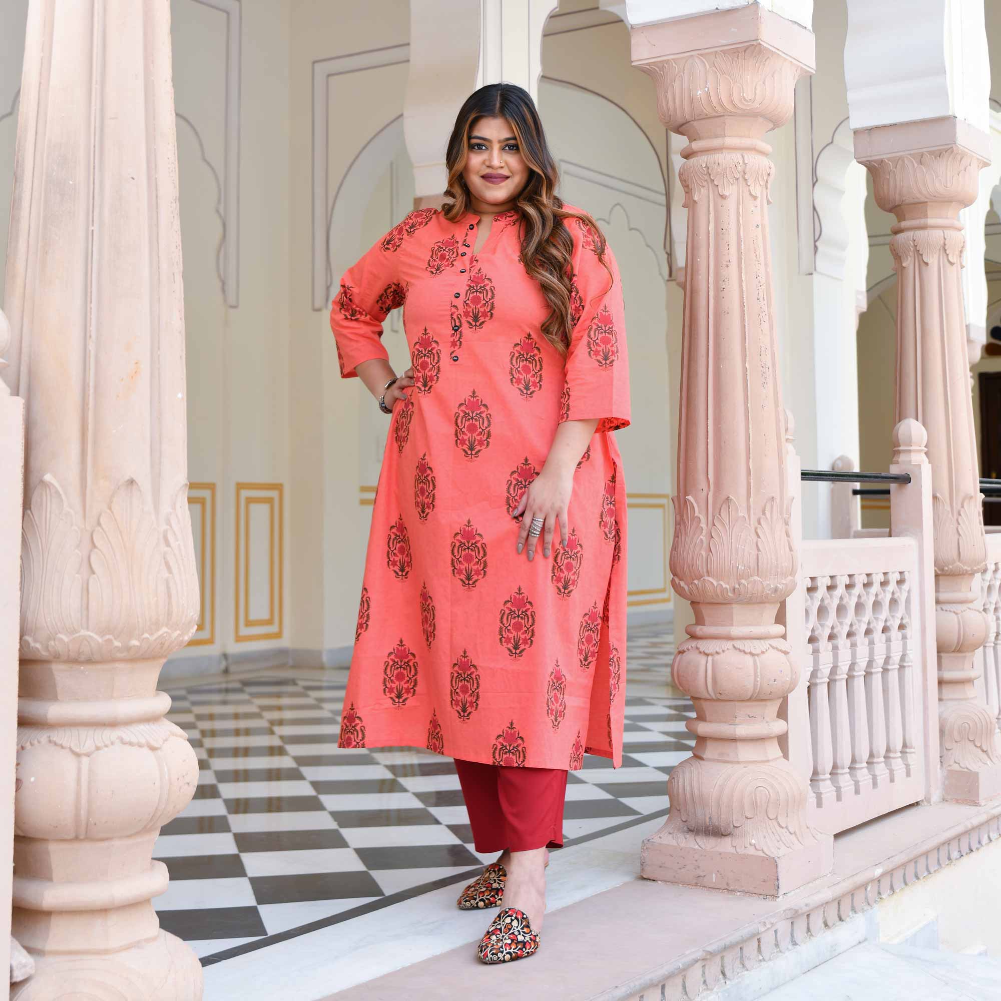 Sunset Hues- Peach Butta Pure Cotton Kurta