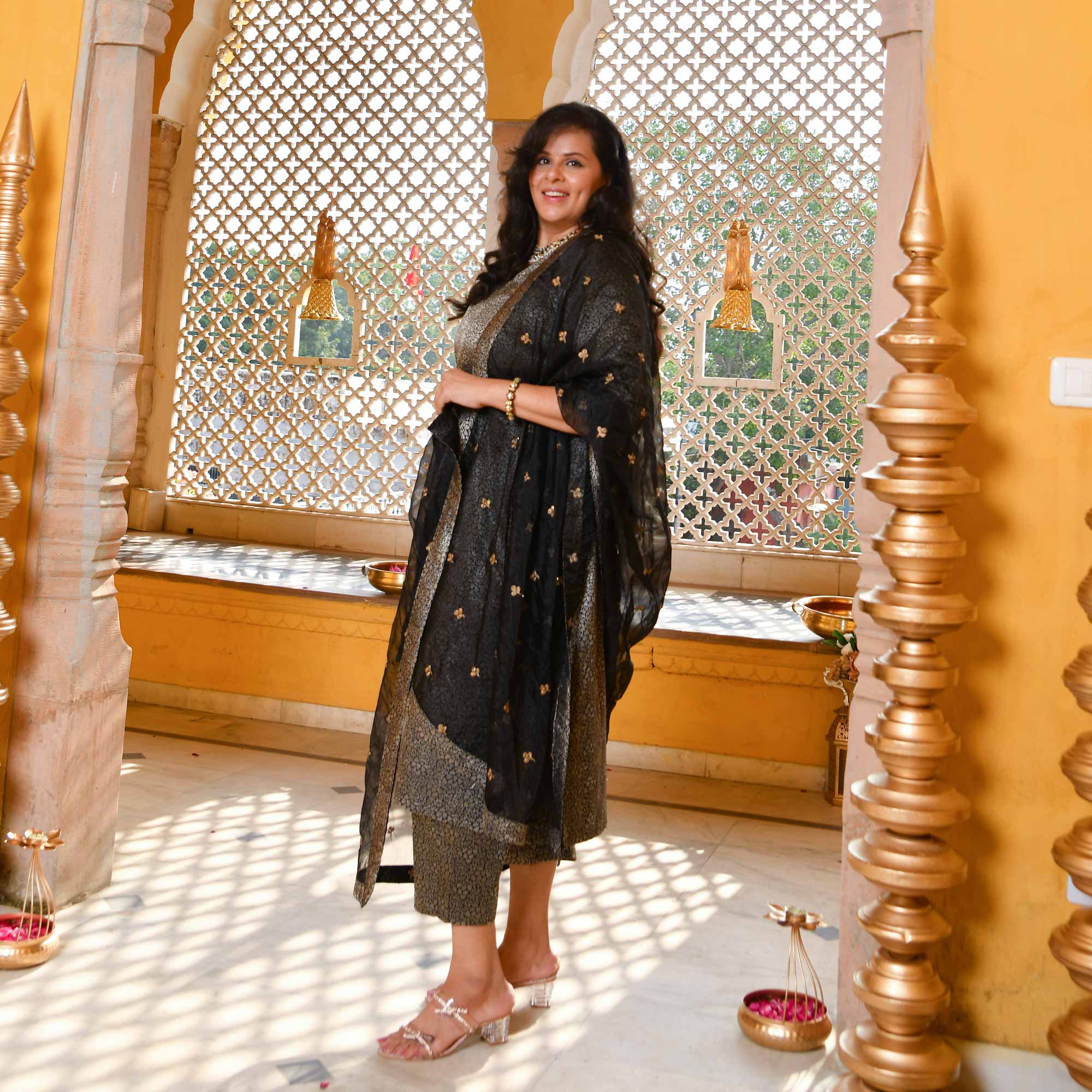 Timeless-Black Luxe Banarasi Brocade Suit Set