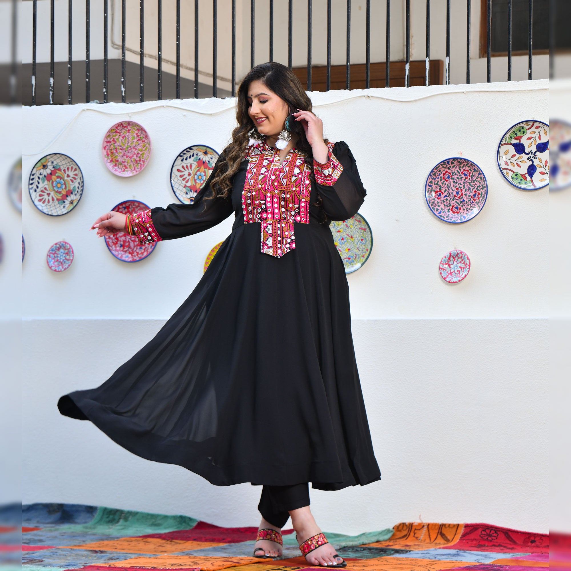 Ravishing Black Kutch Embroidered Anarkali