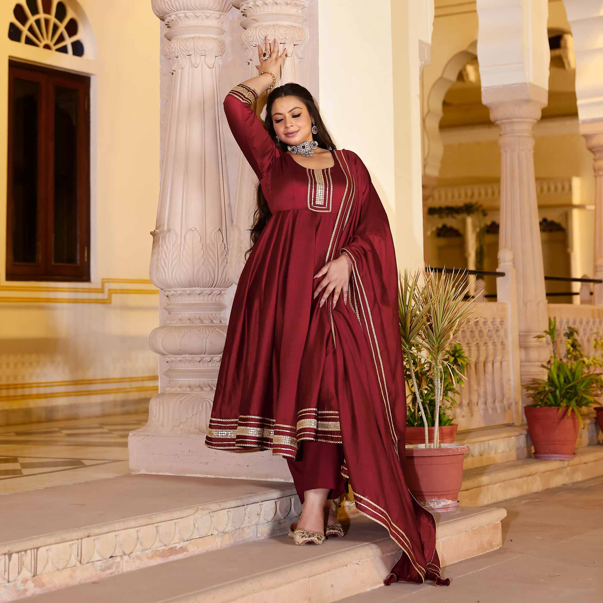 Garnet Tapestry Anarkali Set Garnet Tapestry Anarkali Set