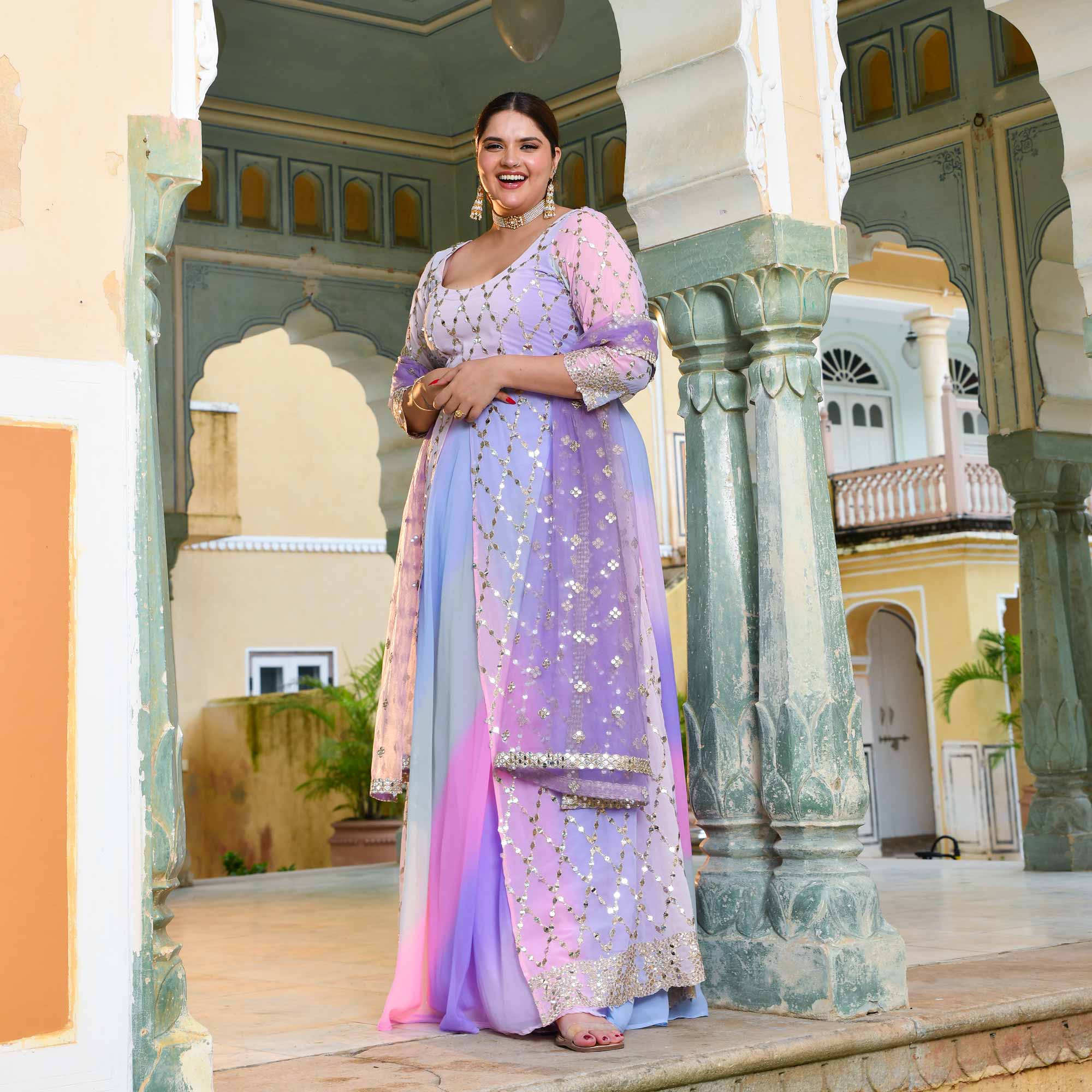Aurora Beauty Sequin Embroidered Georgette Anarkali Dress