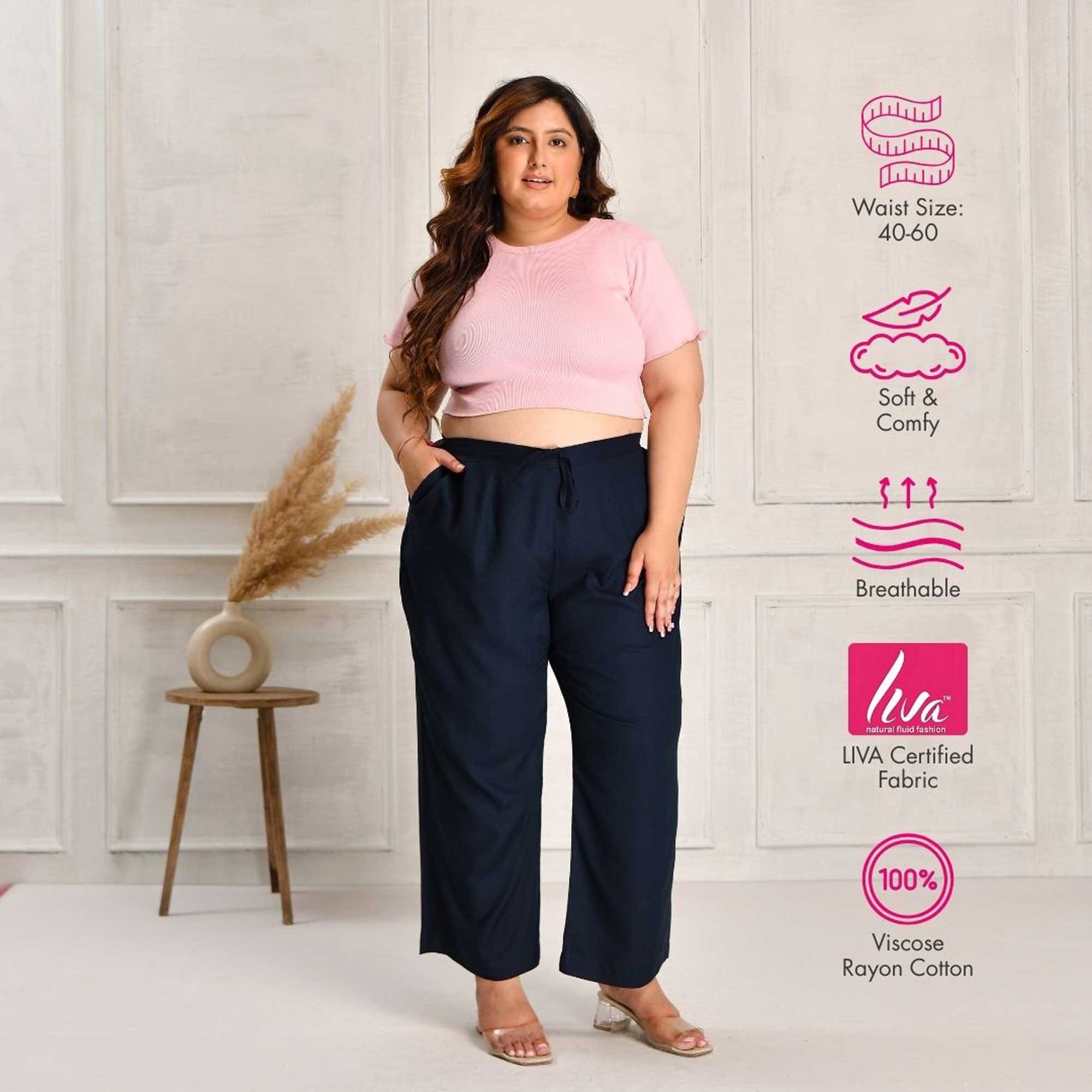 Plus Size Straight Fit Pants Combo 7 (Black, White, Beige, Navy Blue)