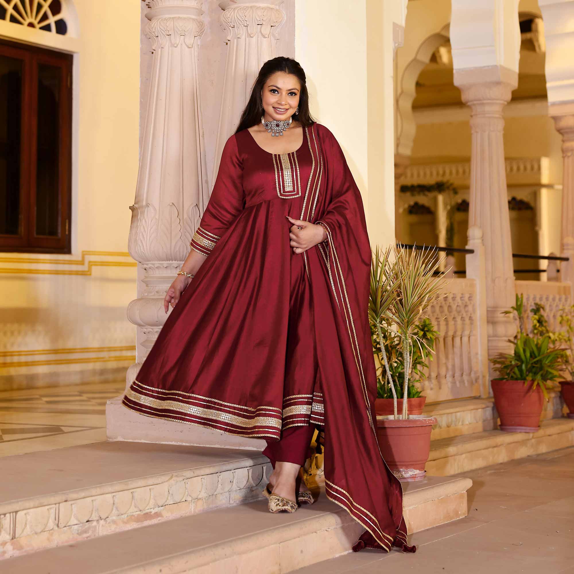 Garnet Tapestry Anarkali Set Garnet Tapestry Anarkali Set