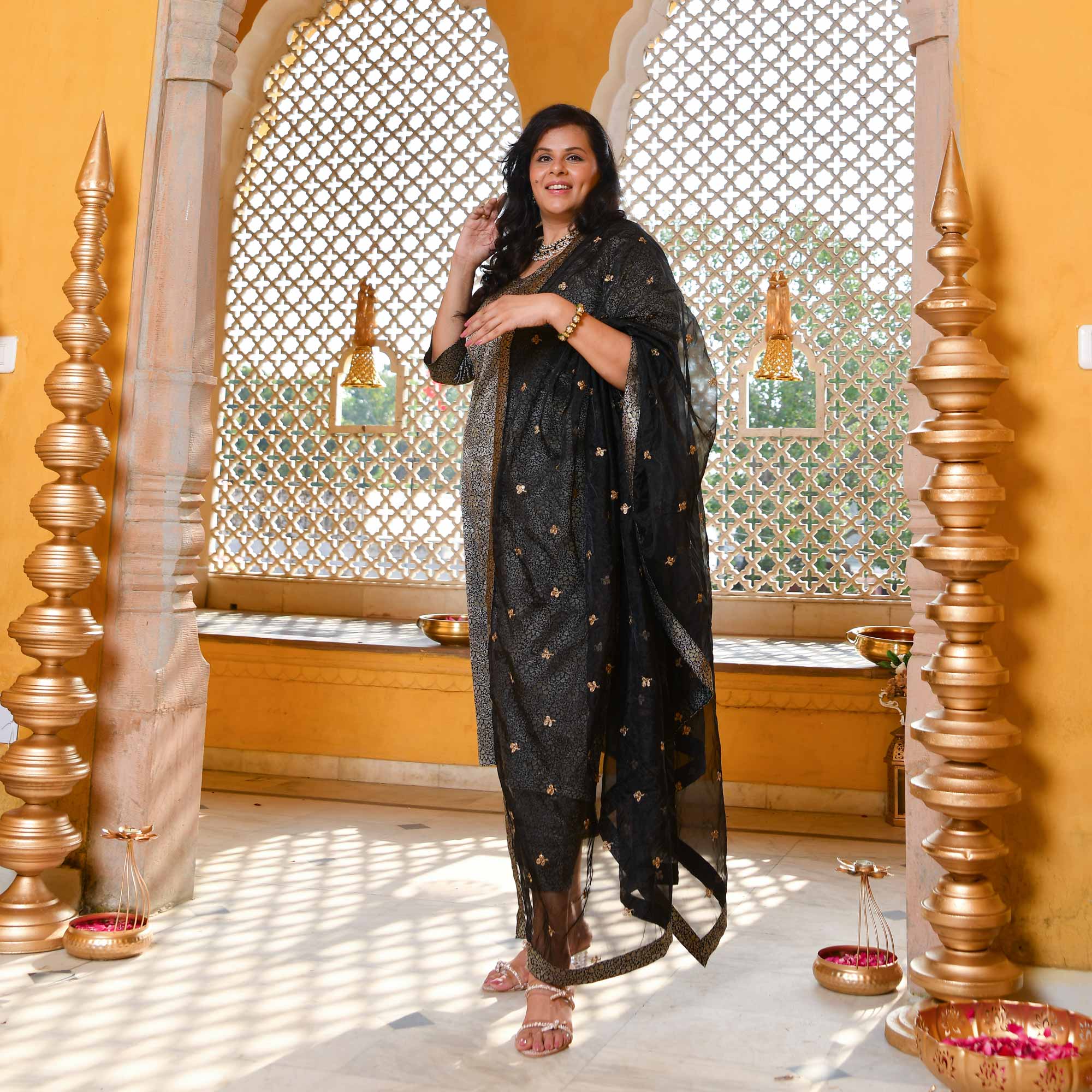 Timeless-Black Luxe Banarasi Brocade Suit Set