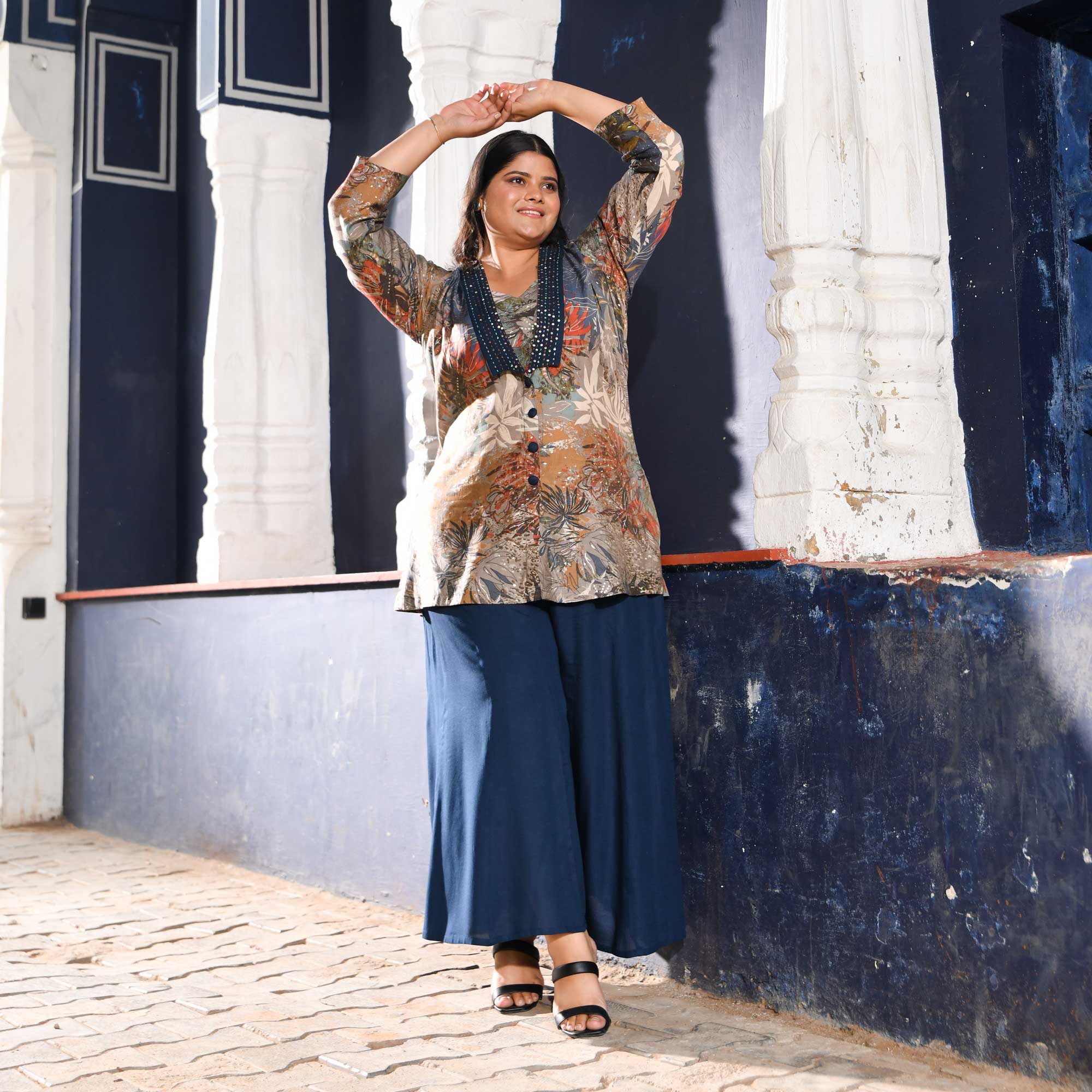 Baltic Sea Modal Hand Embroidered Blazer Co-ord Set