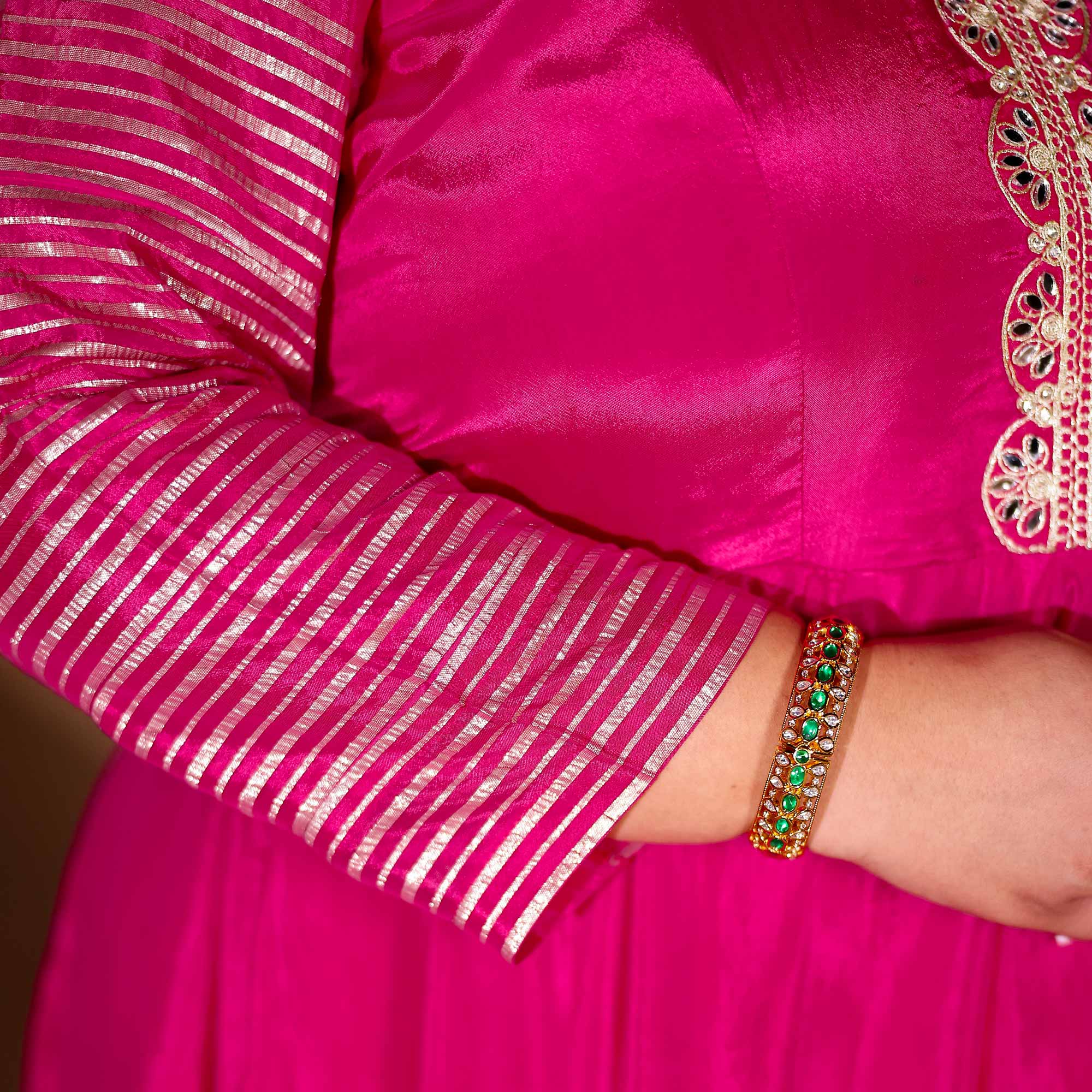 Dazzling Magenta Silk Anarkali Set Dazzling Magenta Silk Anarkali Set