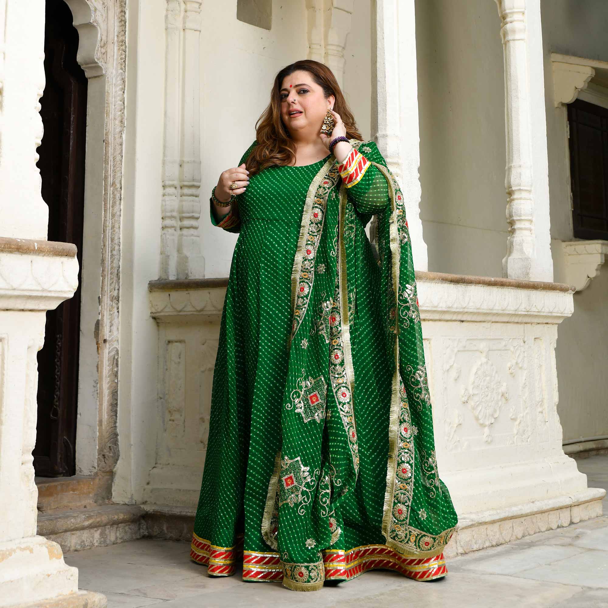 Utsav Ka Noor- Deep Green Mothra Embroidered Anarkali Set Utsav Ka Noor- Deep Green Mothra Embroidered Anarkali Set