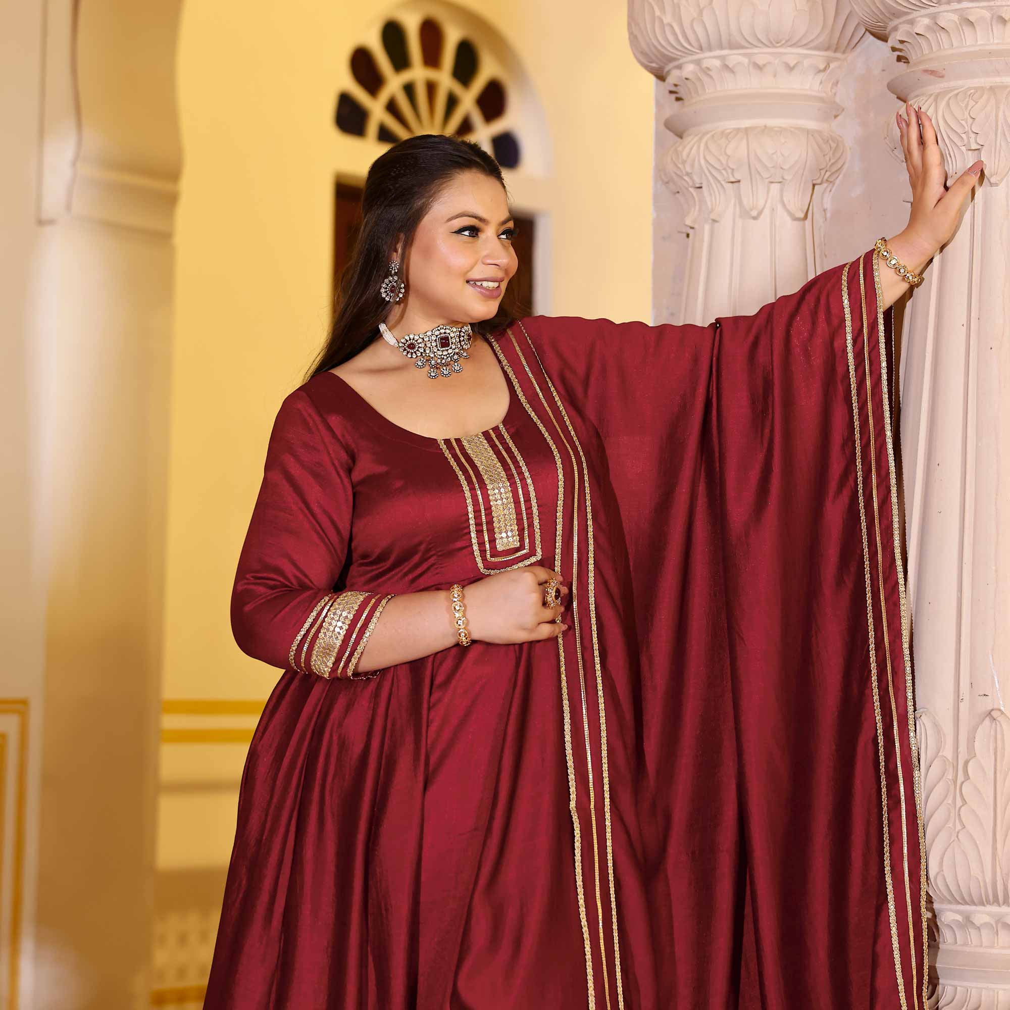 Garnet Tapestry Anarkali Set Garnet Tapestry Anarkali Set