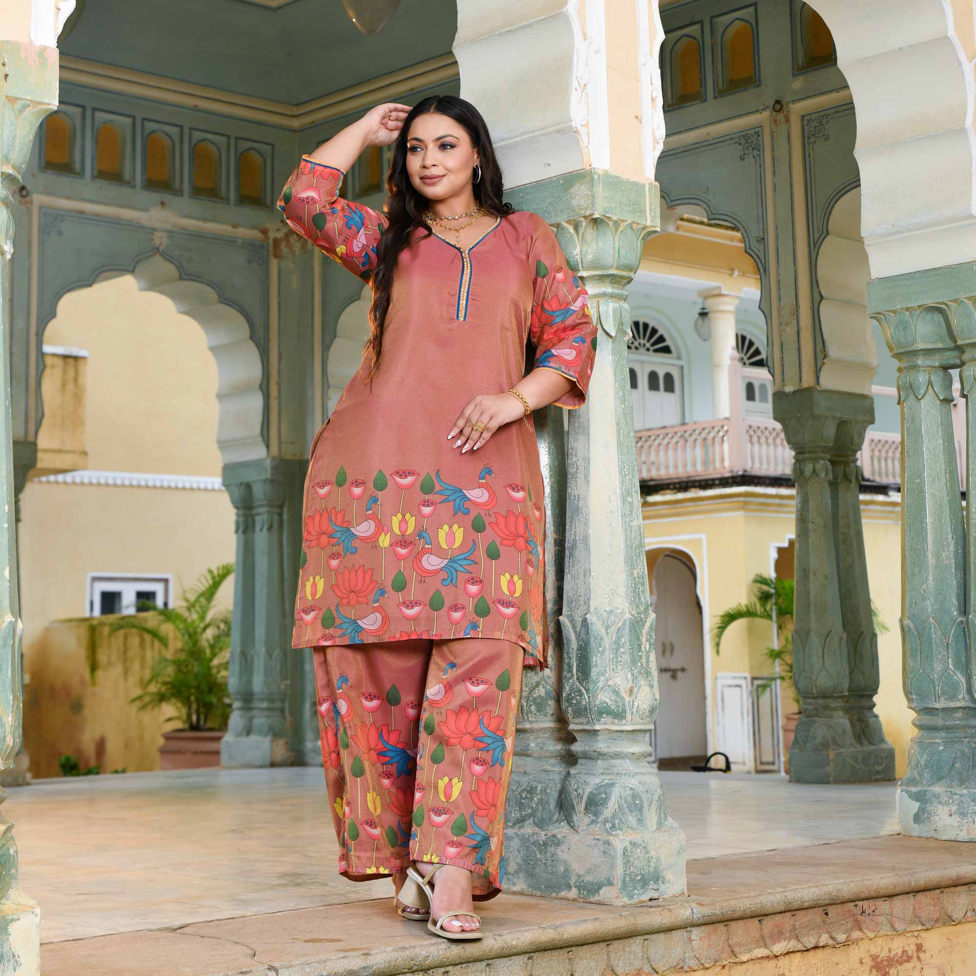Radha Ras- Onion Tissue Silk Pichwai Printed Co-ord Set