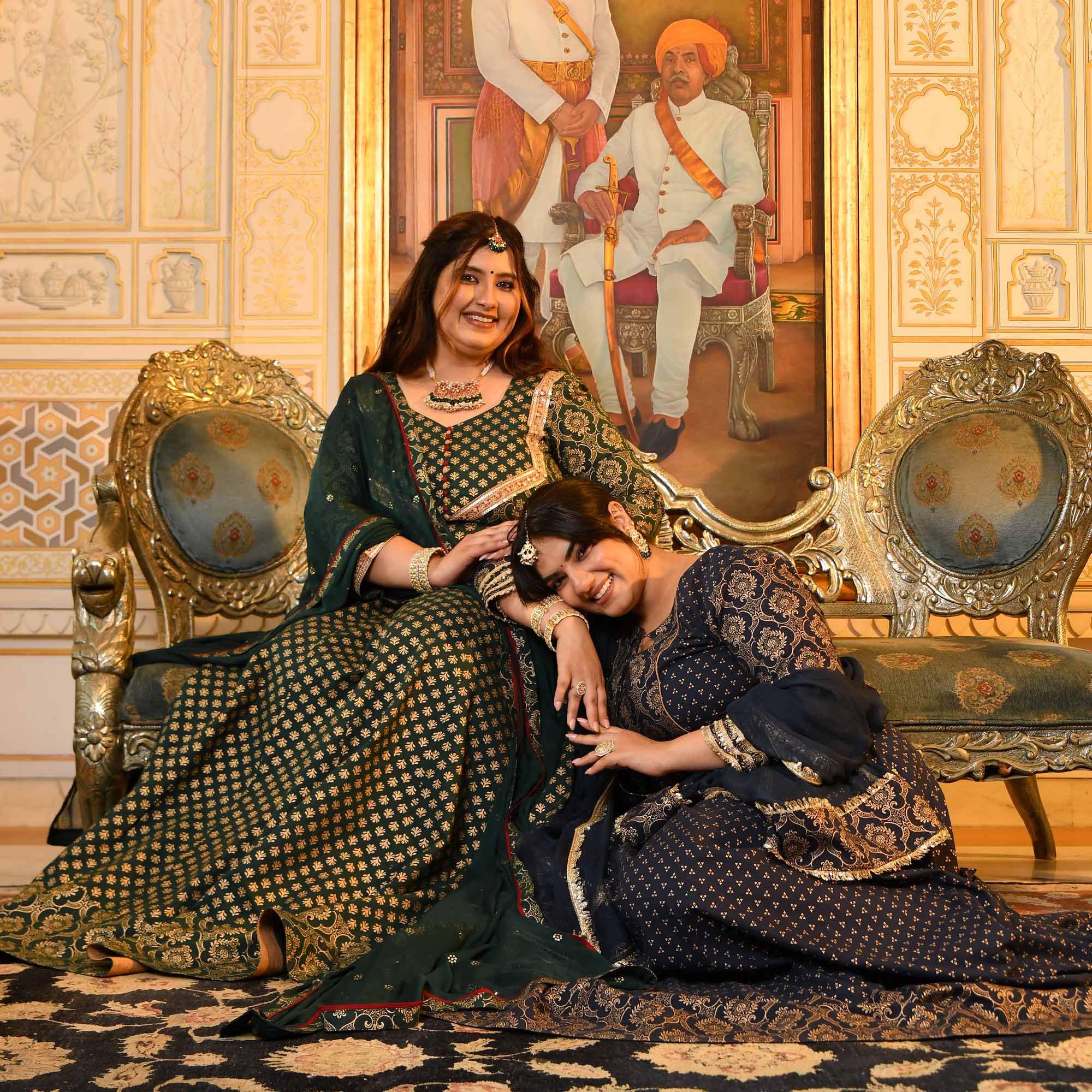 Kaushiki- Deep Blue & Gold Block Pure Cotton Printed Anarkali Kaushiki- Deep Blue & Gold Block Pure Cotton Printed Anarkali