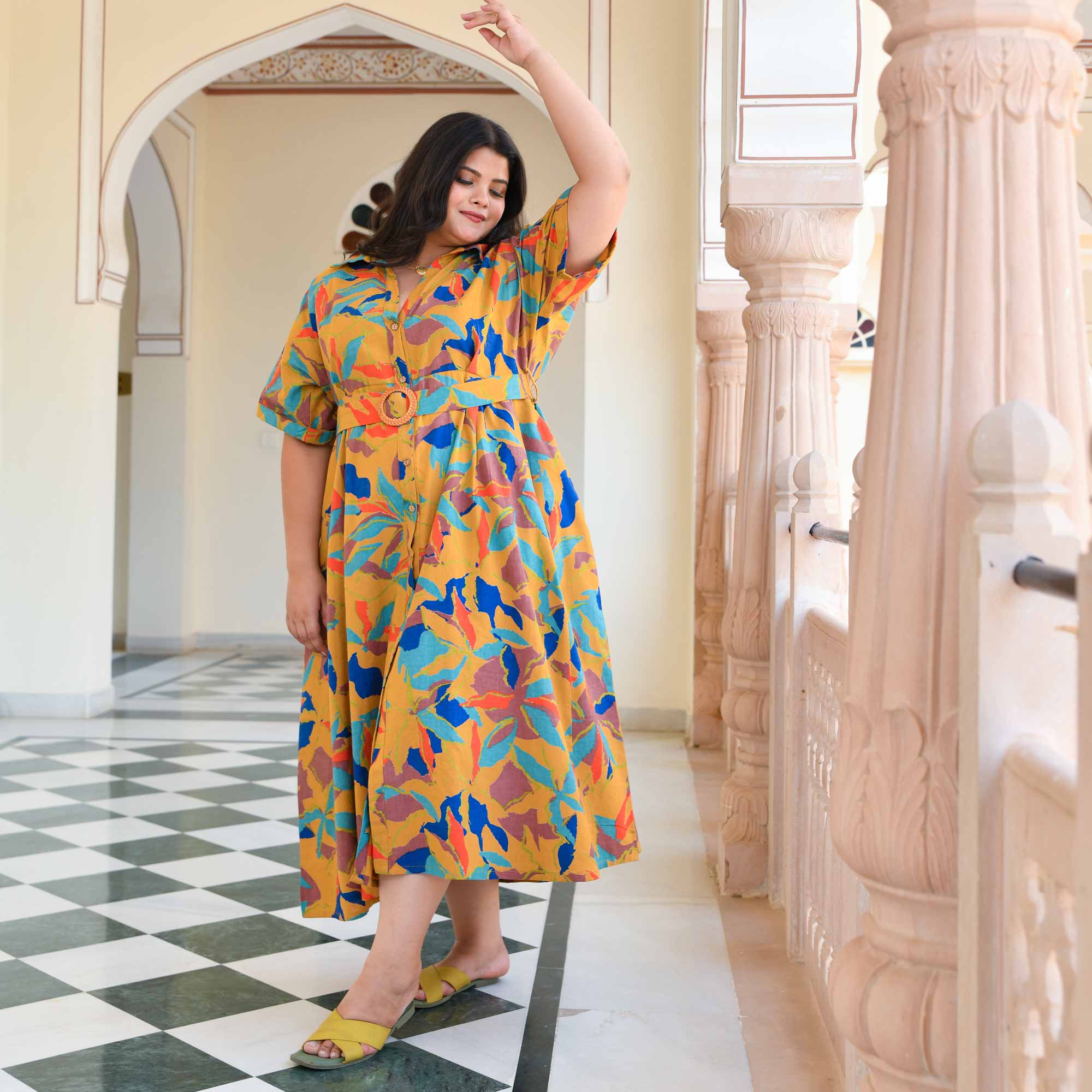 Pina Colada Tropical Print Cotton Dress Pina Colada Tropical Print Cotton Dress