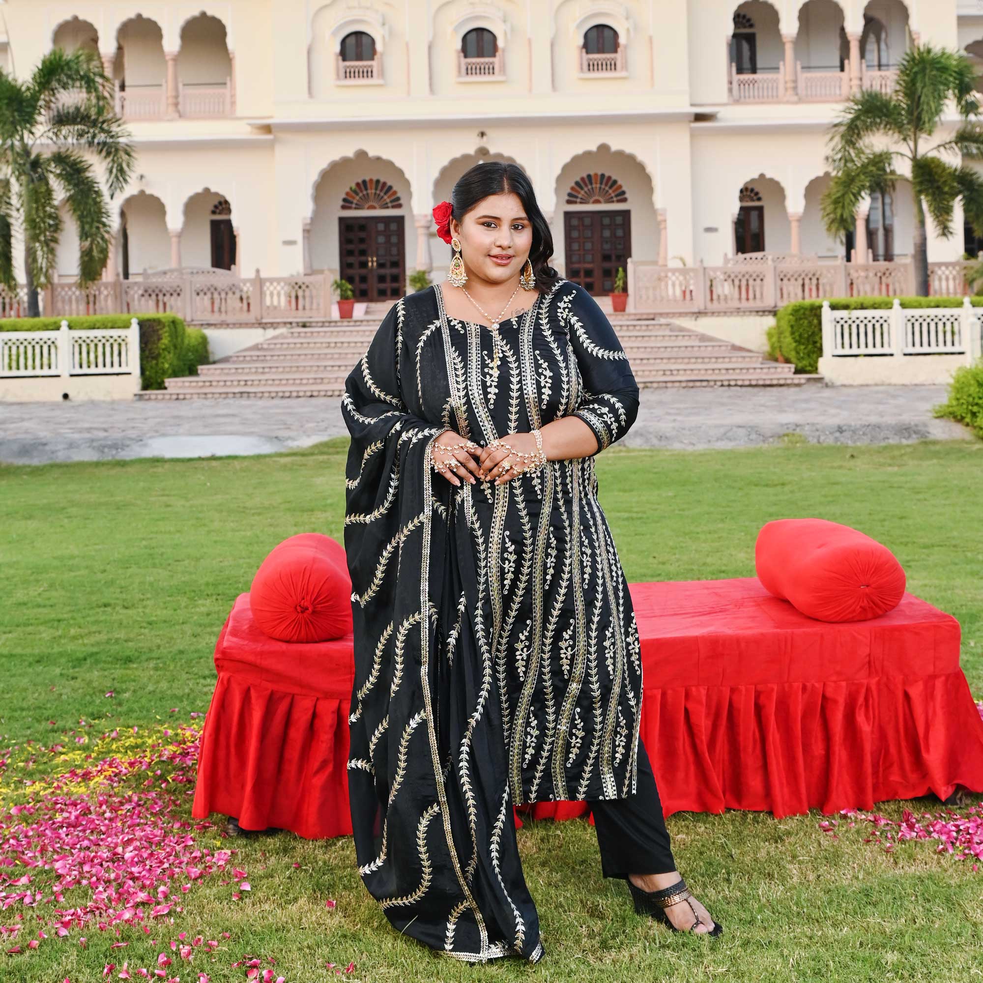 Black Radiance Gota Patti Fusion Suit Set