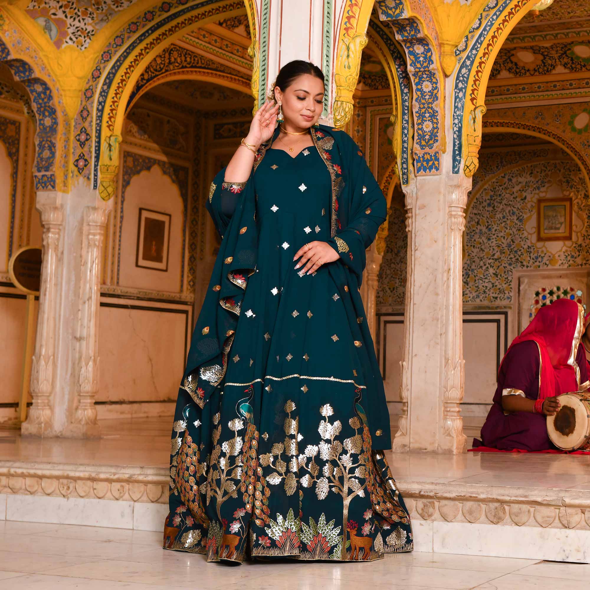 Mayura Blue Embroidered Georgette Anarkali Set Mayura Blue Embroidered Georgette Anarkali Set