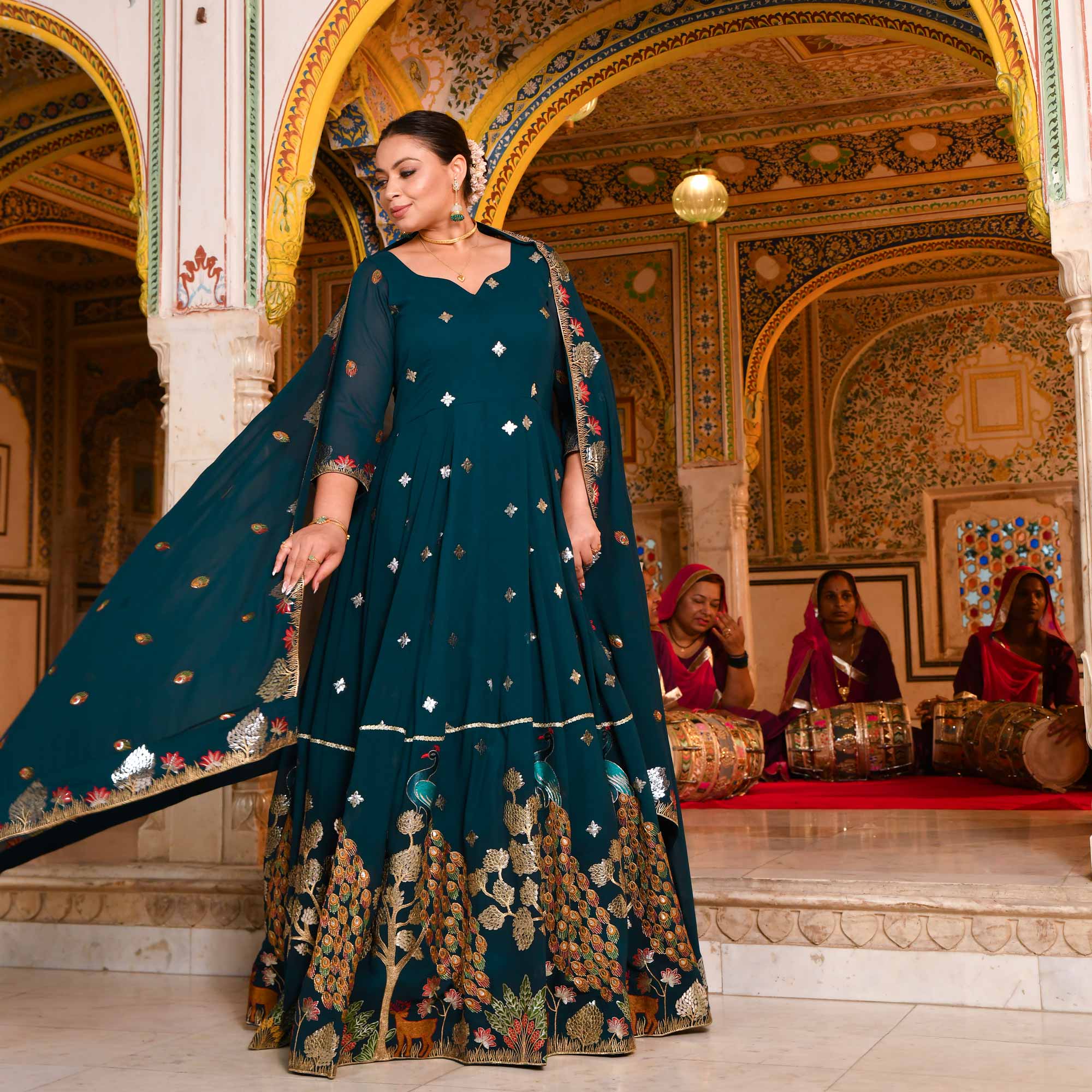 Mayura Blue Embroidered Georgette Anarkali Set Mayura Blue Embroidered Georgette Anarkali Set