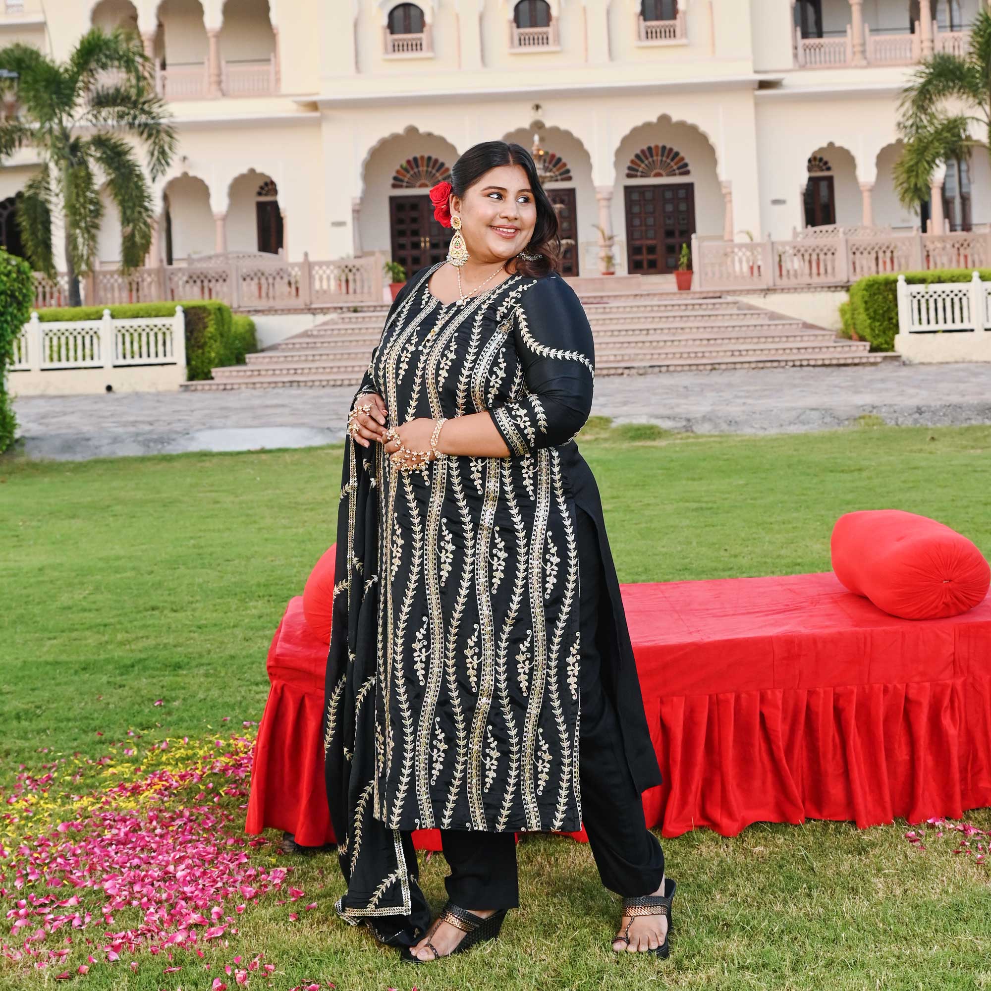 Black Radiance Gota Patti Fusion Suit Set