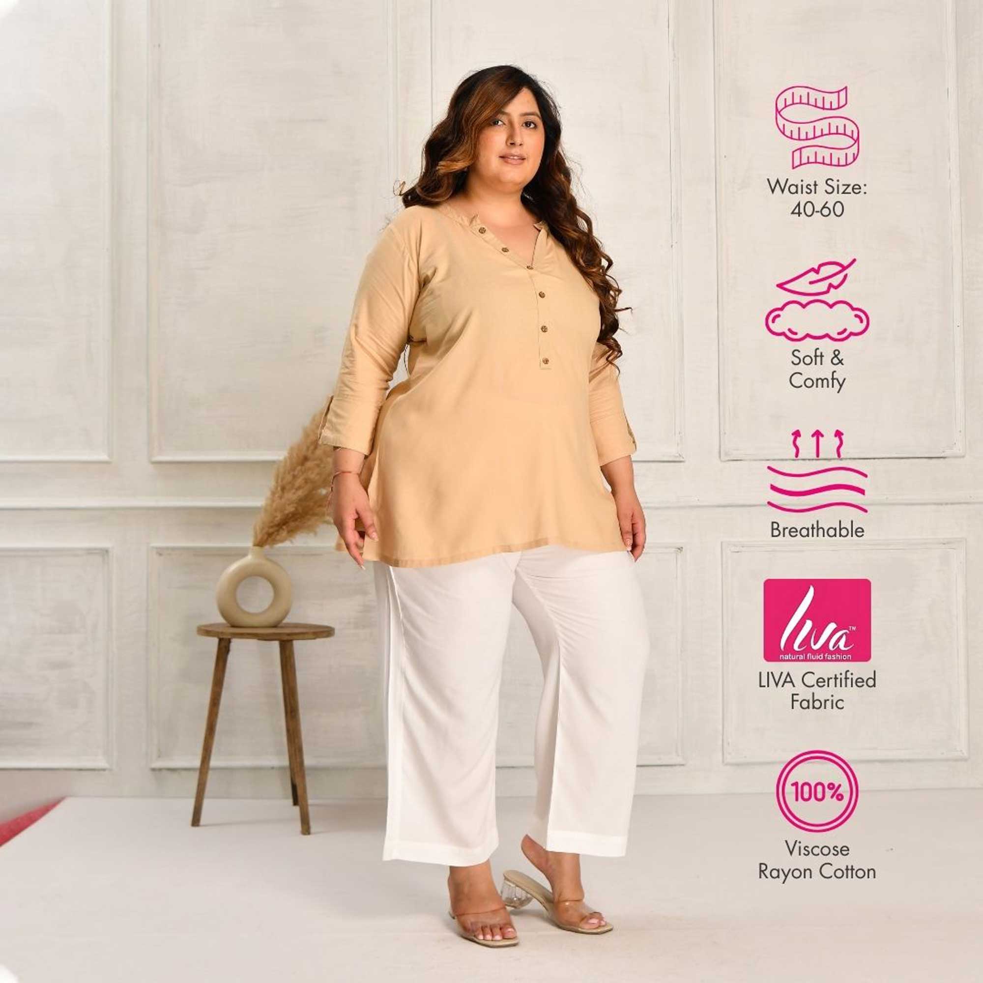 Plus Size Straight Fit Pants Combo 7 (Black, White, Beige, Navy Blue)