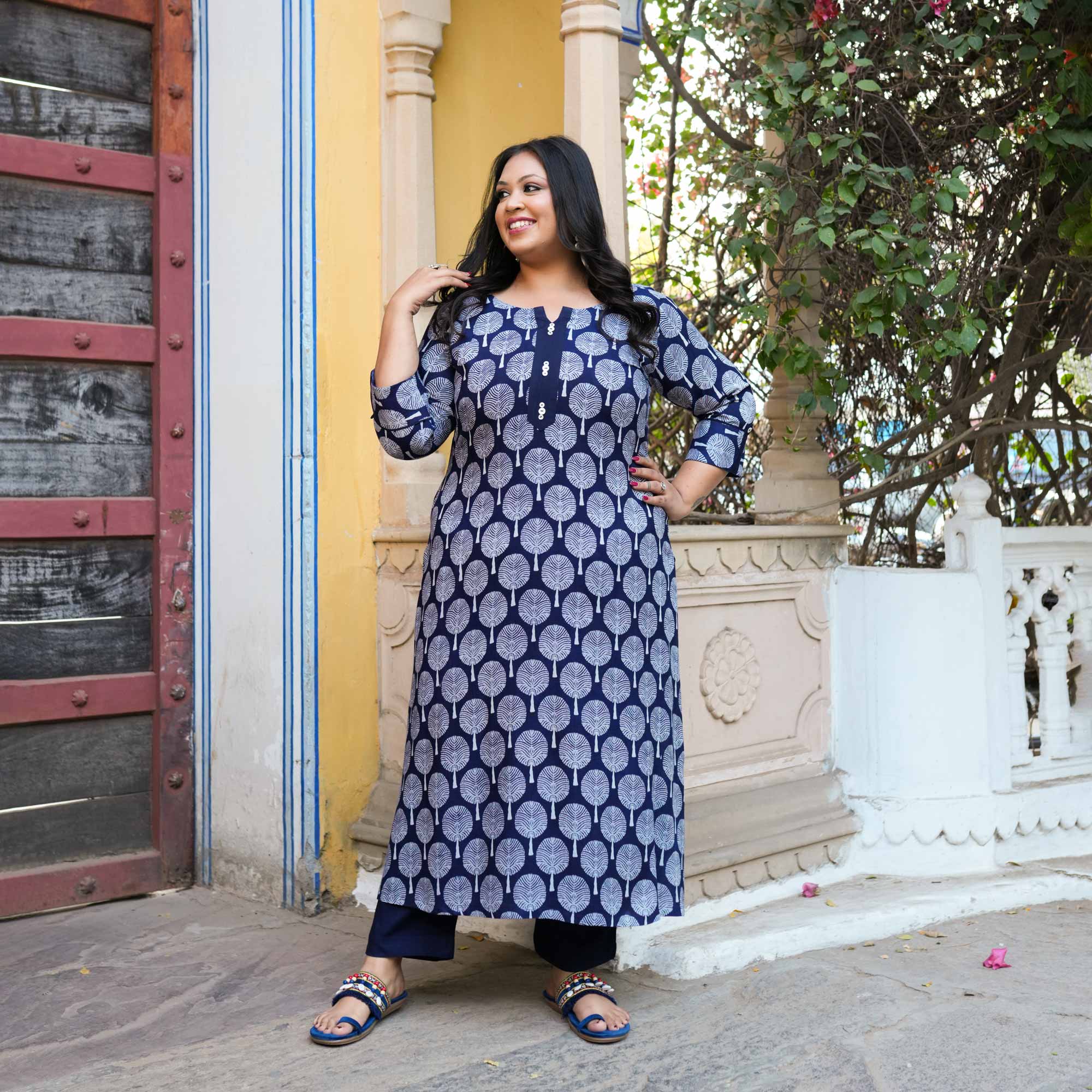 The Speaking Tree Handblock Printed Aline Modal Kurta