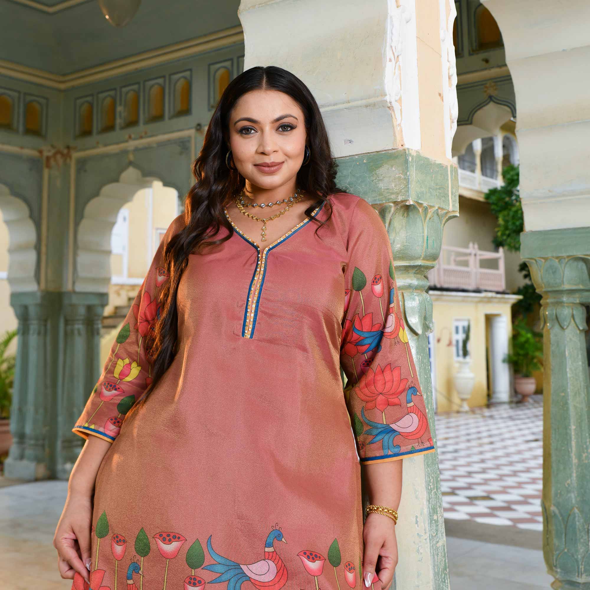 Radha Ras- Onion Tissue Silk Pichwai Printed Co-ord Set