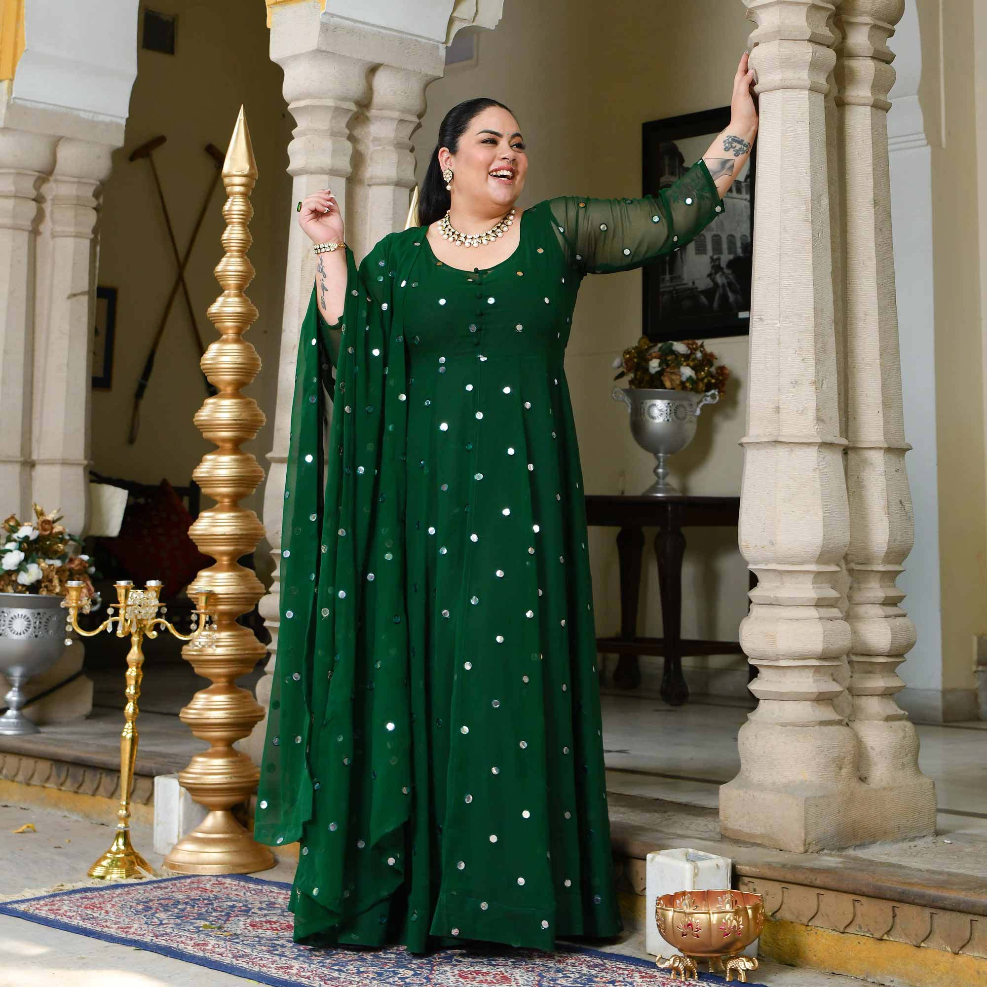 Glorious Green Radiance Georgette Embroidered Anarkali Set Glorious Green Radiance Georgette Embroidered Anarkali Set