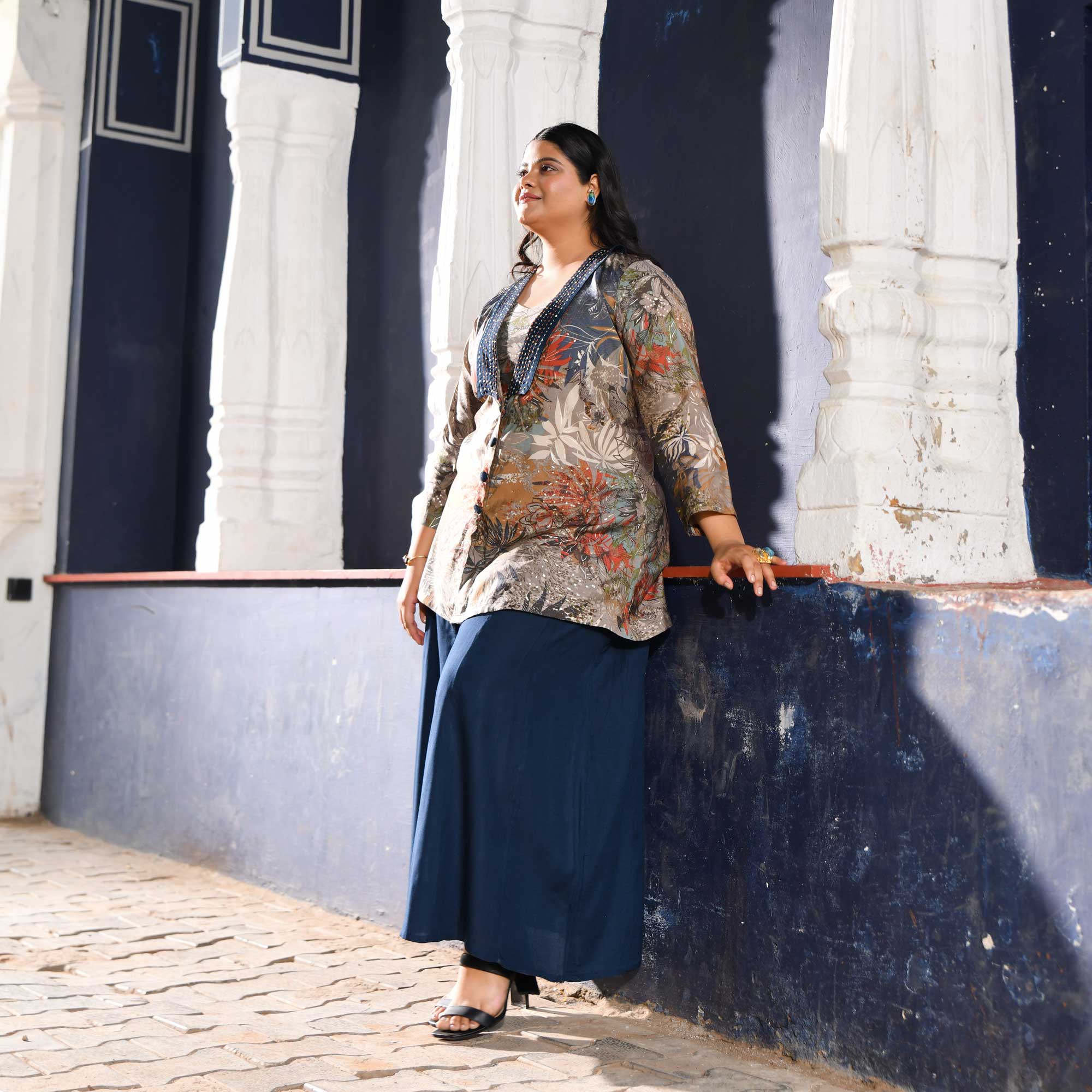 Baltic Sea Modal Hand Embroidered Blazer Co-ord Set